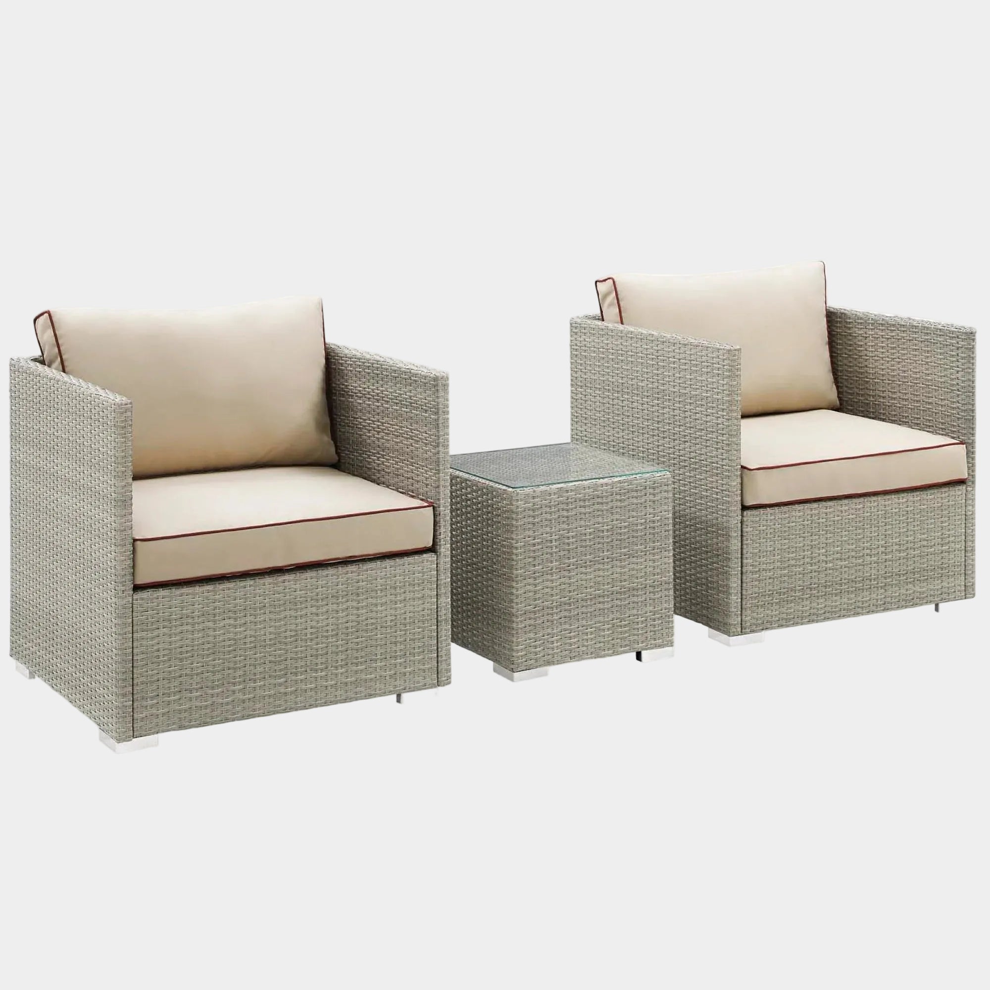 Repose 3 Piece Outdoor Sectional Set in Light Gray Beige