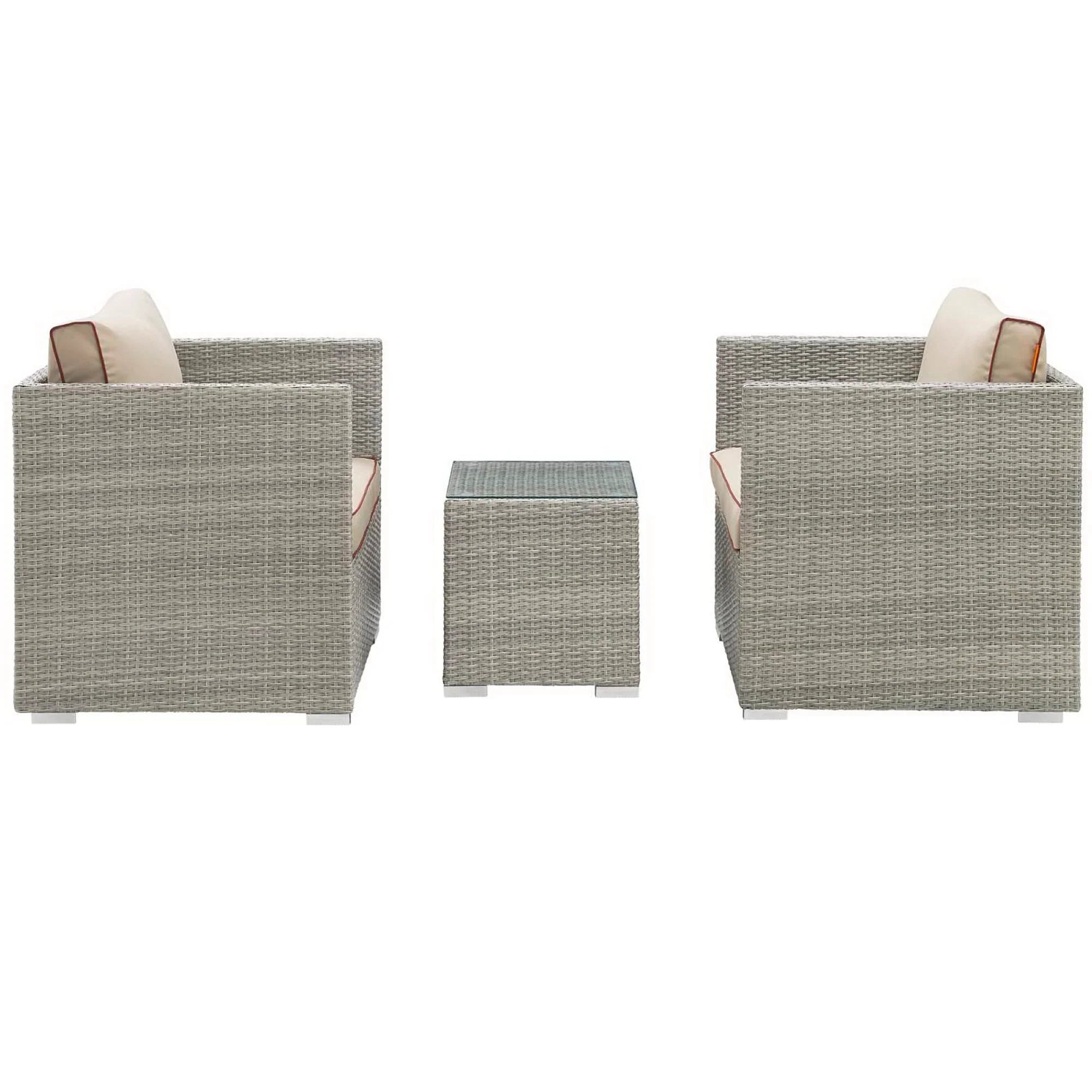 Repose 3 Piece Outdoor Sectional Set in Light Gray Beige