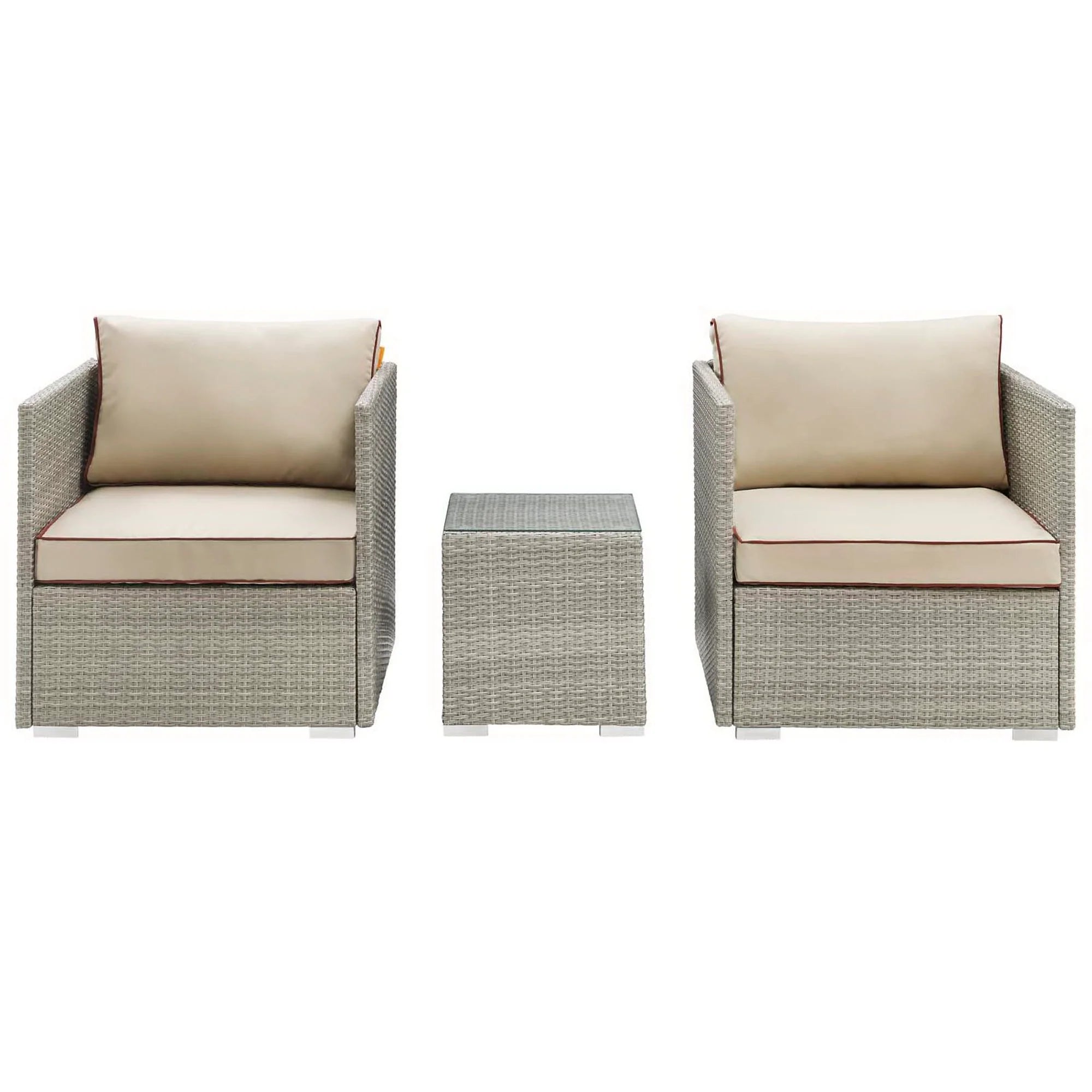 Repose 3 Piece Outdoor Sectional Set in Light Gray Beige