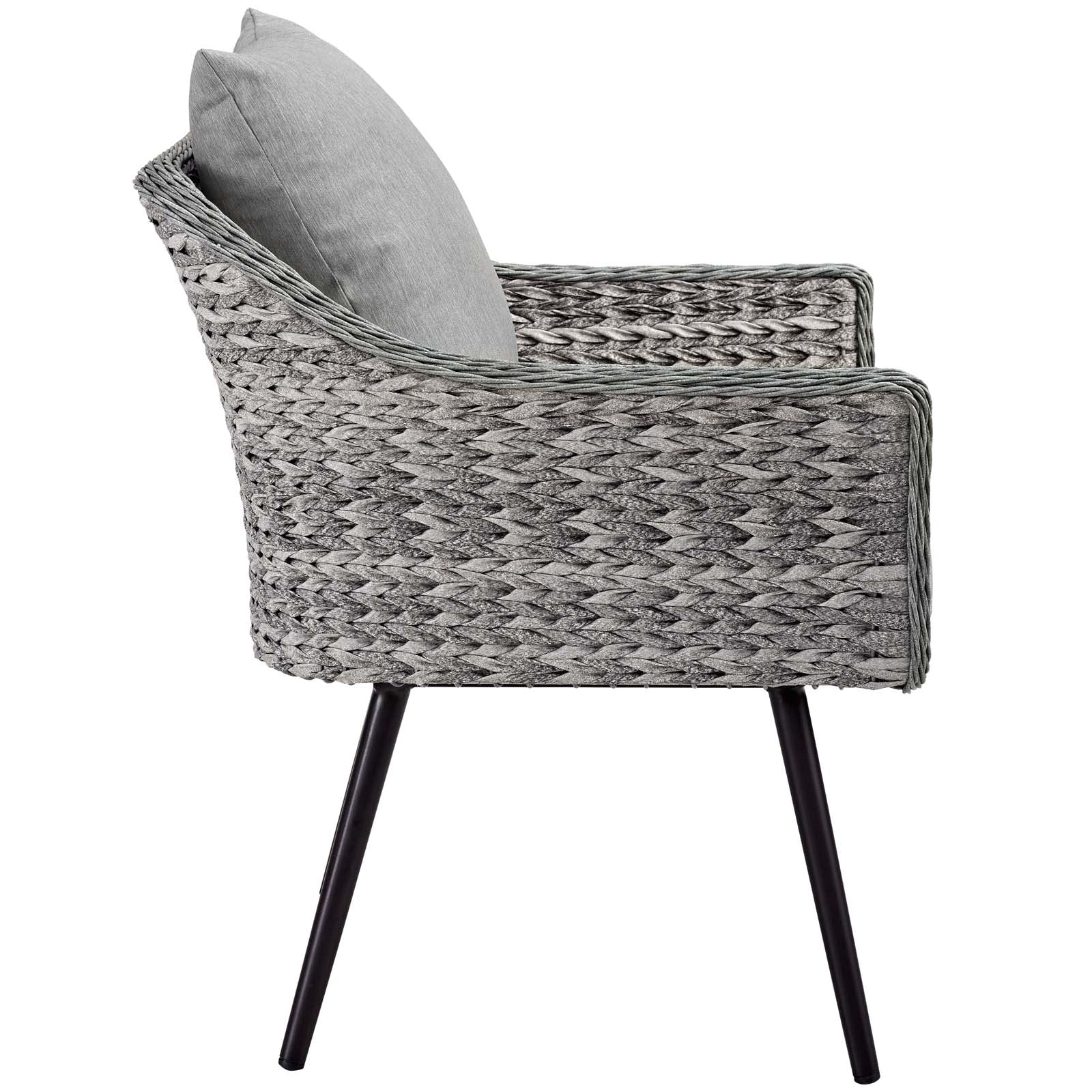 Endeavor Outdoor Patio Wicker Rattan Armchair in Gray Gray