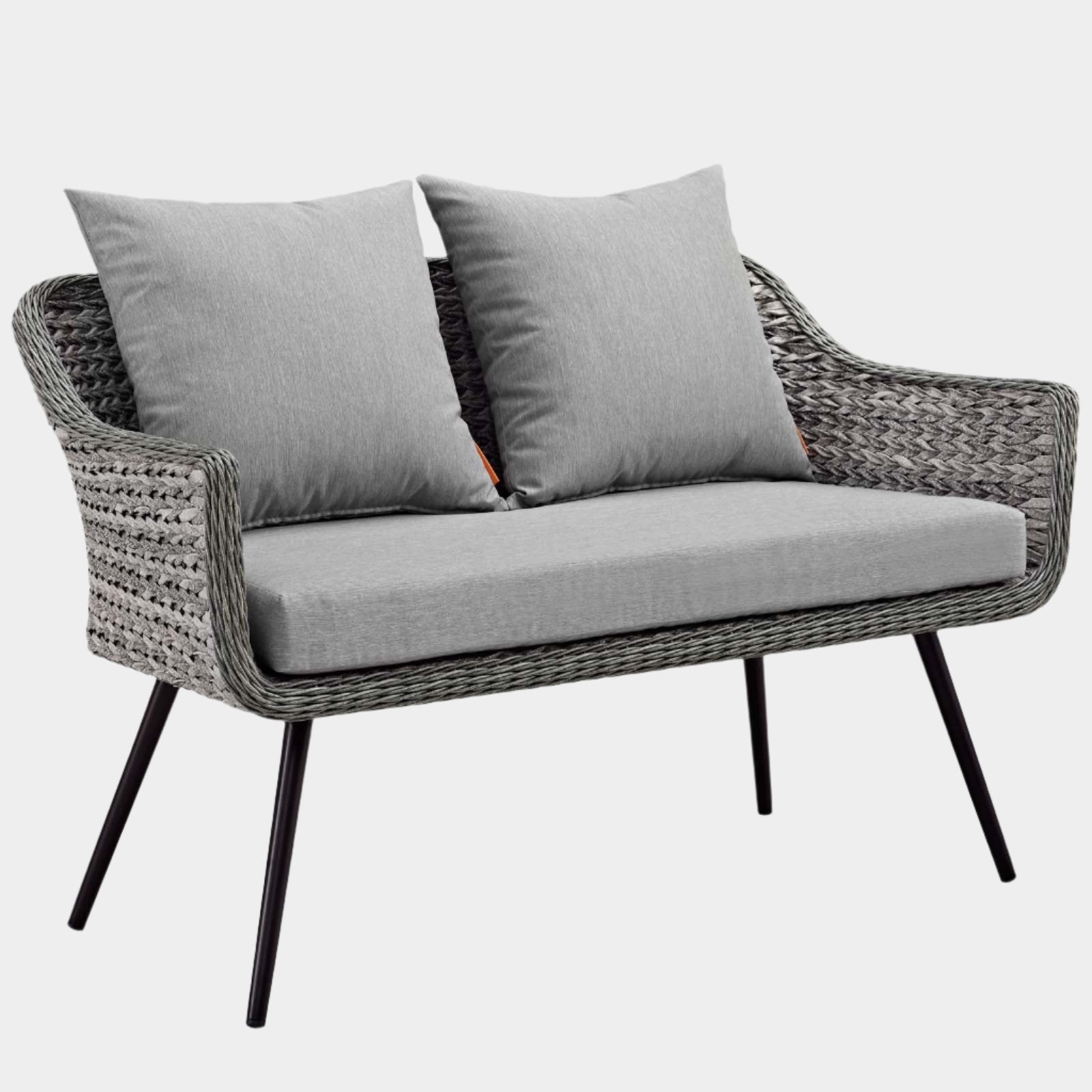 Endeavor Outdoor Patio Wicker Rattan Loveseat in Gray Gray