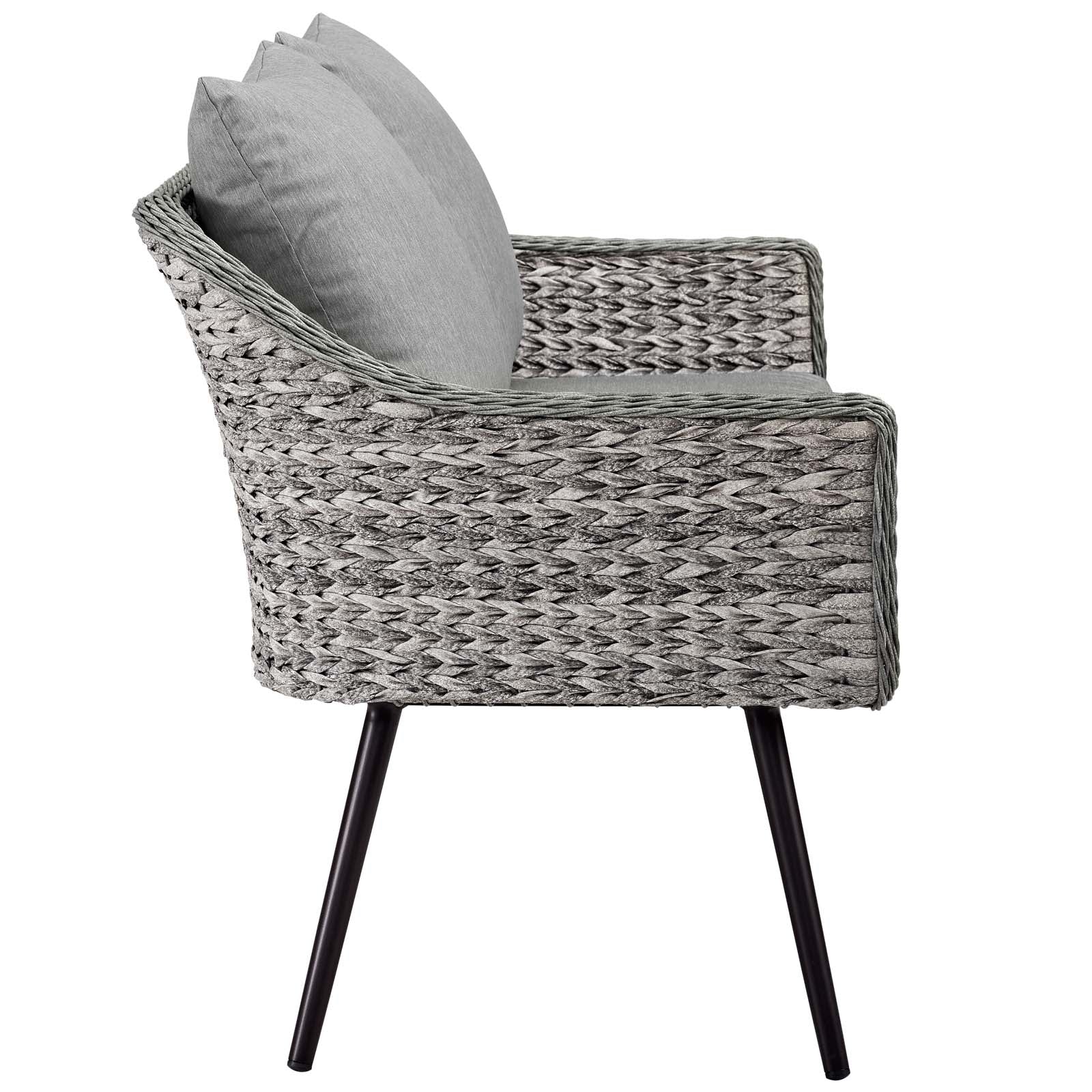 Endeavor Outdoor Patio Wicker Rattan Loveseat in Gray Gray