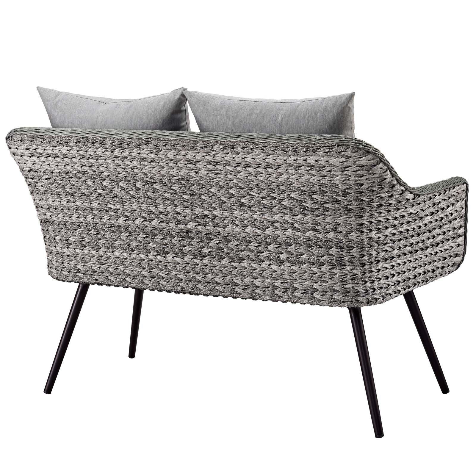 Endeavor Outdoor Patio Wicker Rattan Loveseat in Gray Gray