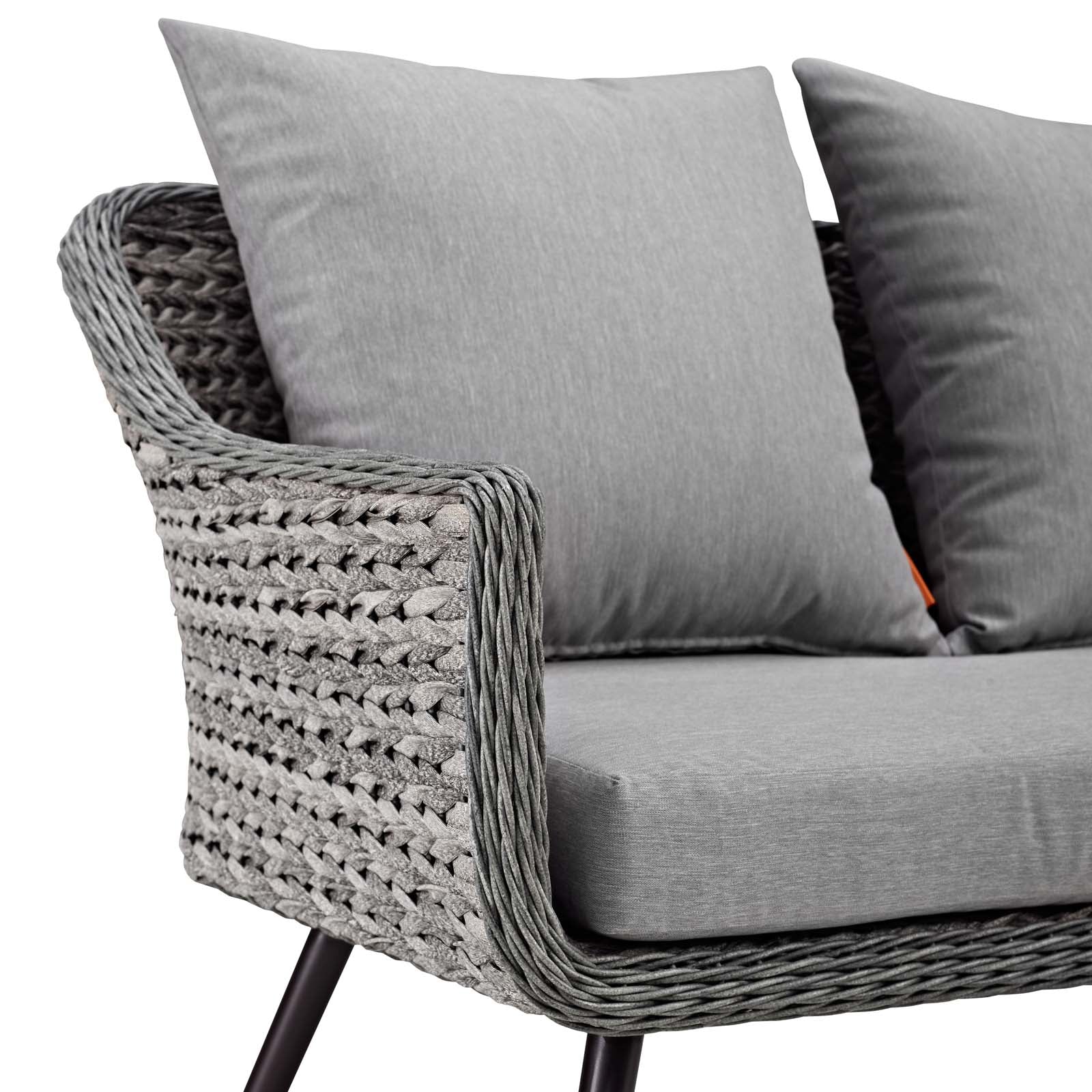 Endeavor Outdoor Patio Wicker Rattan Loveseat in Gray Gray