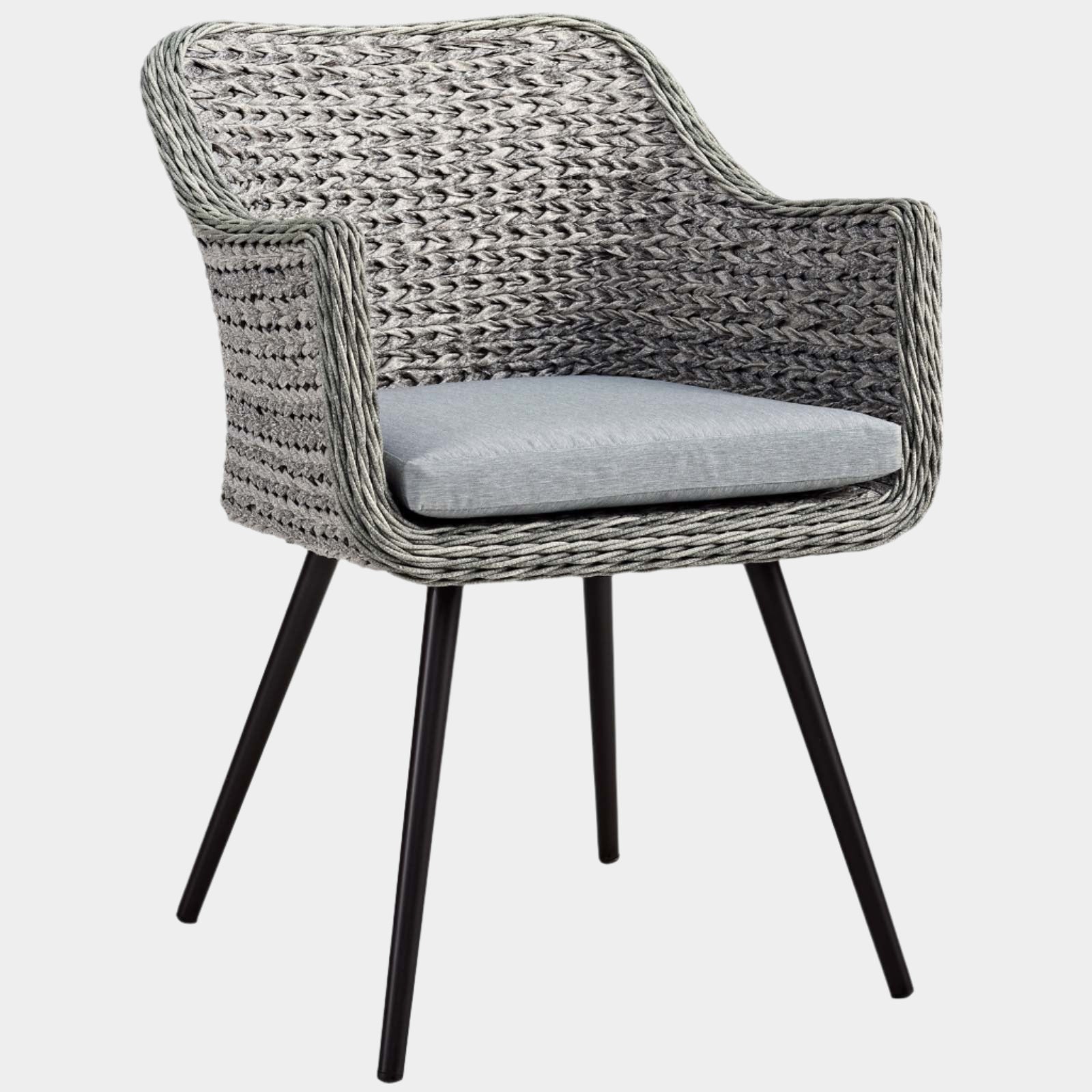 Endeavor Outdoor Patio Wicker Rattan Dining Armchair in Gray Gray