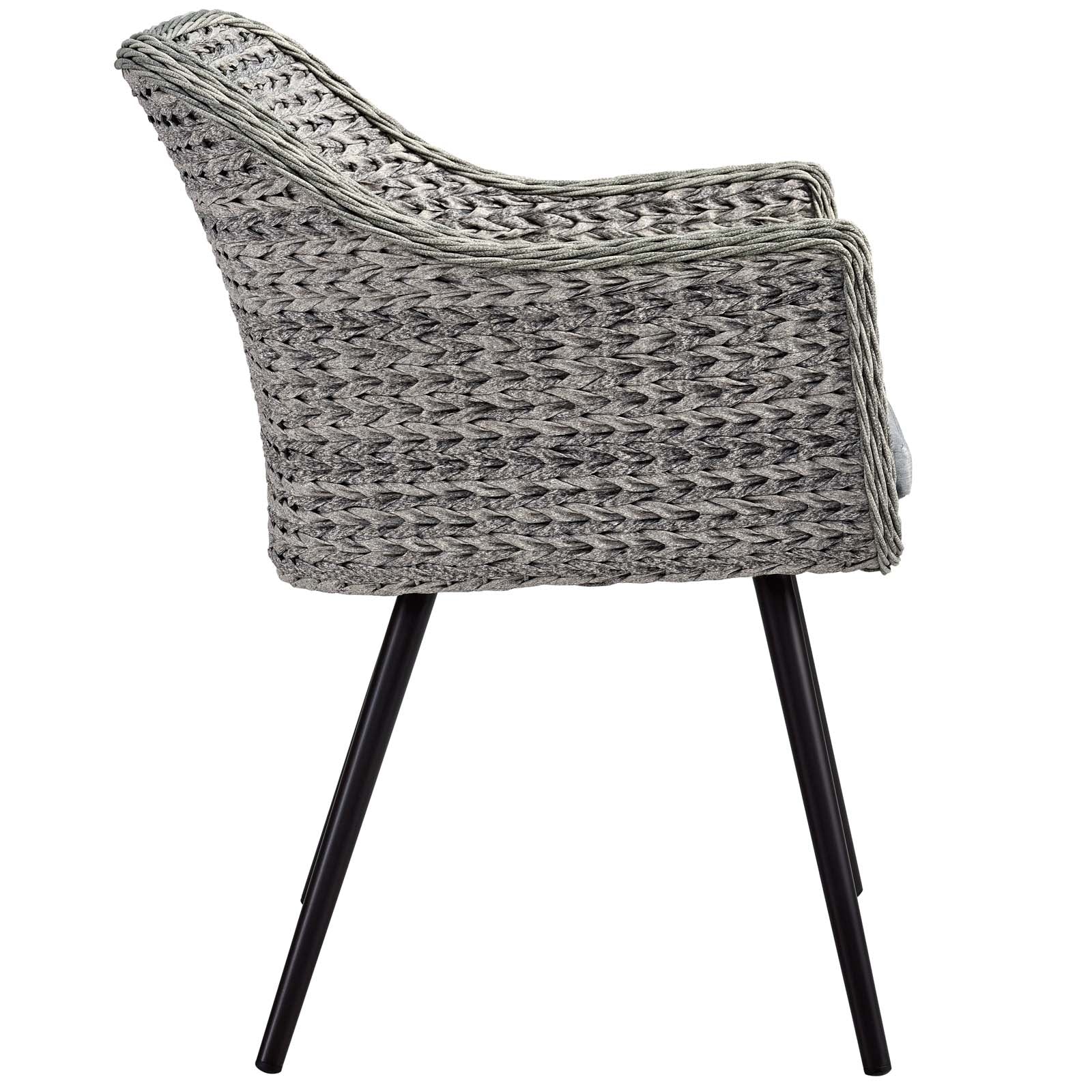 Endeavor Outdoor Patio Wicker Rattan Dining Armchair in Gray Gray