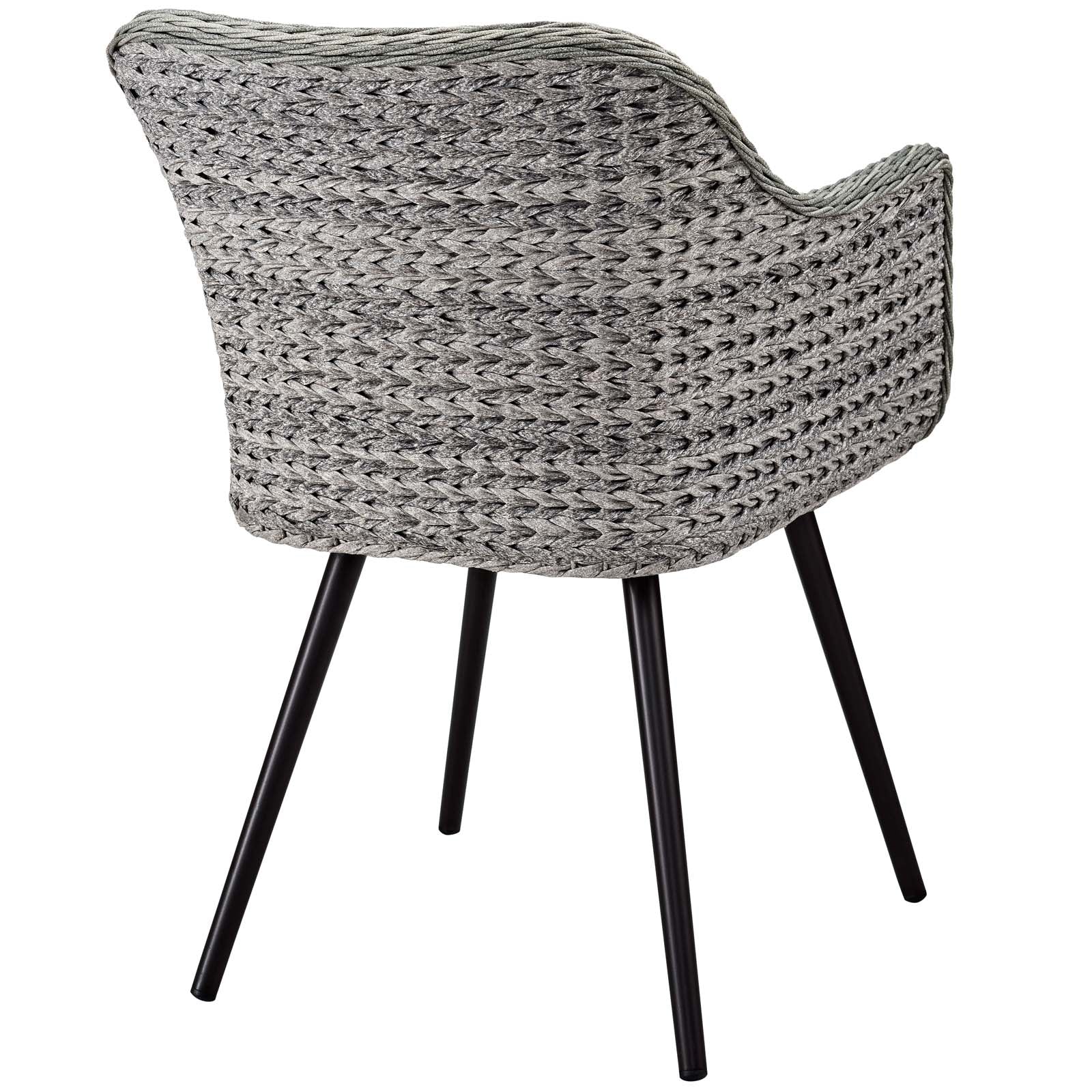 Endeavor Outdoor Patio Wicker Rattan Dining Armchair in Gray Gray