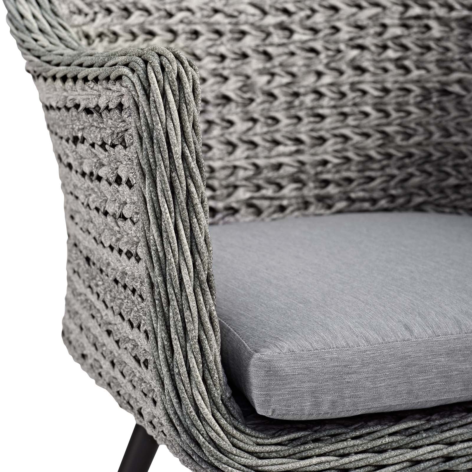 Endeavor Outdoor Patio Wicker Rattan Dining Armchair in Gray Gray