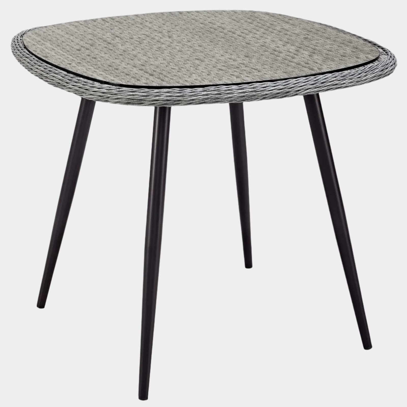 Table à manger d'extérieur en rotin et osier Endeavor de 36 po en gris 