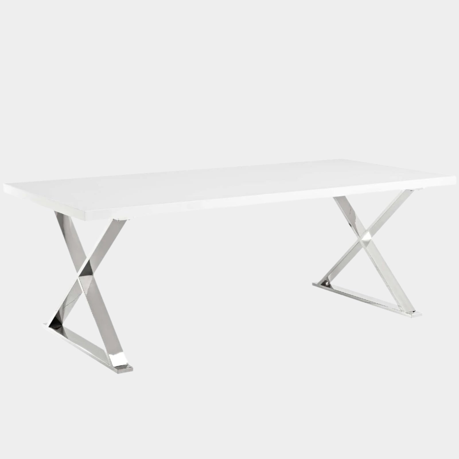 Sector Dining Table in White Silver