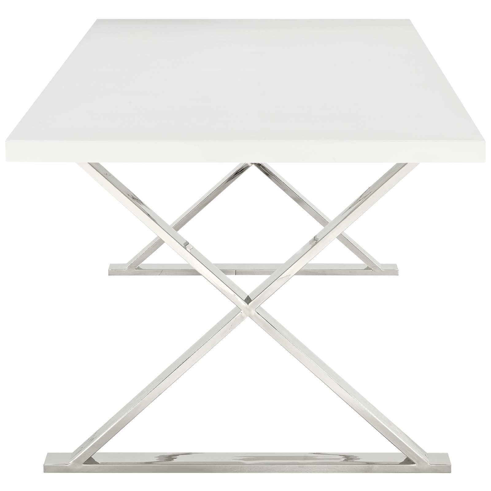 Sector Dining Table in White Silver