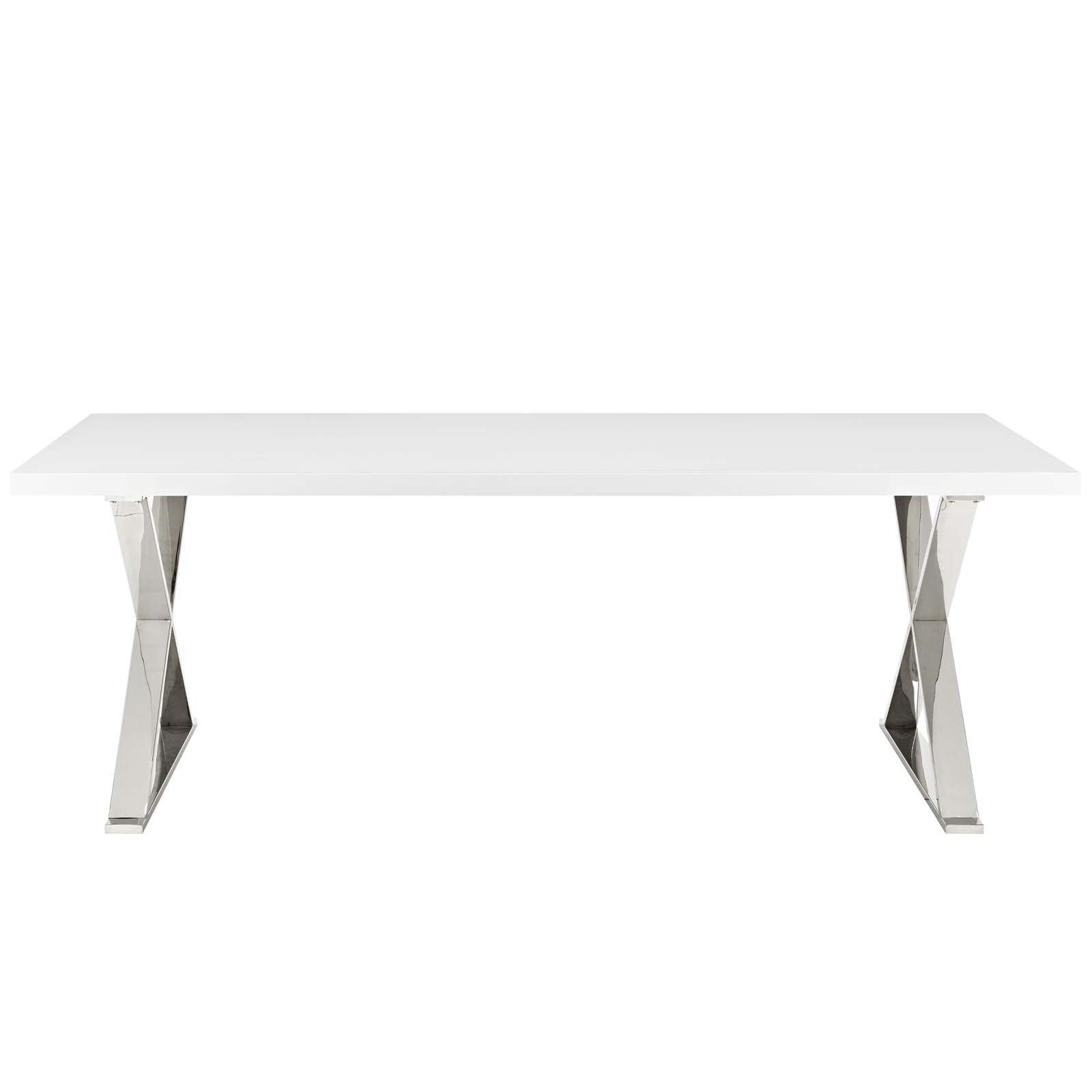 Sector Dining Table in White Silver