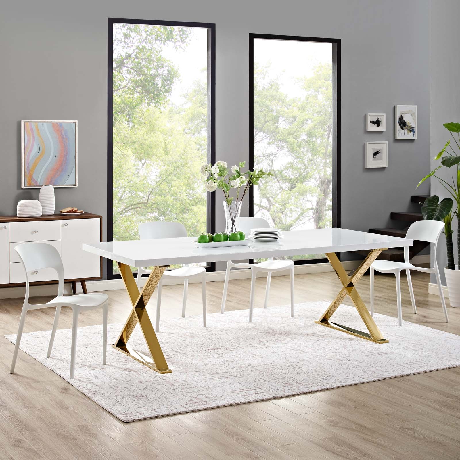 Sector Dining Table in White Gold