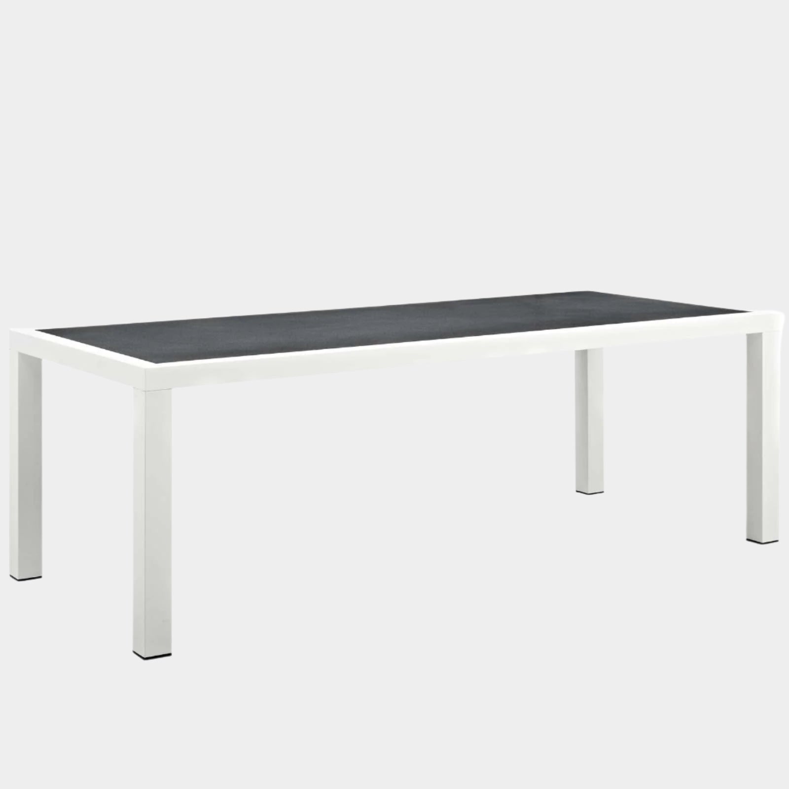 Table à manger d'extérieur en aluminium Stance de 90,5 po en blanc et gris 