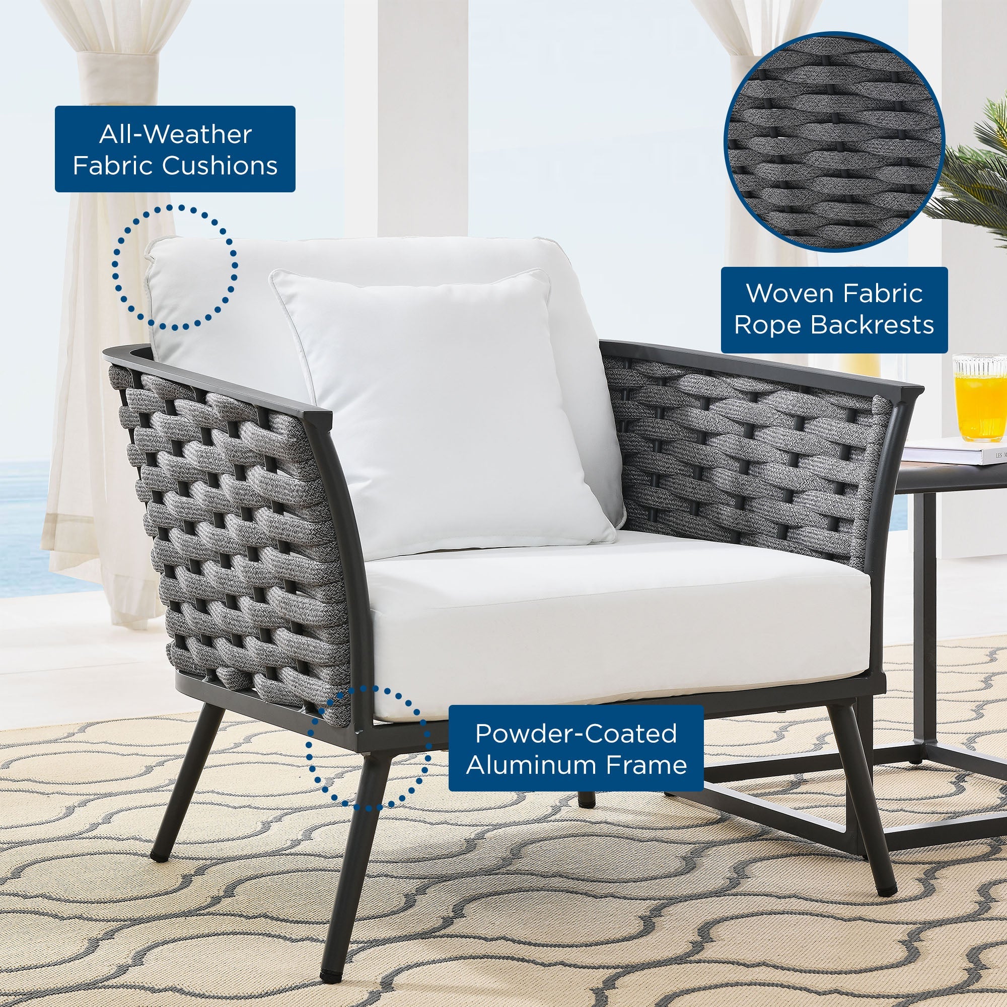 Fauteuil d'extérieur en aluminium Stance 