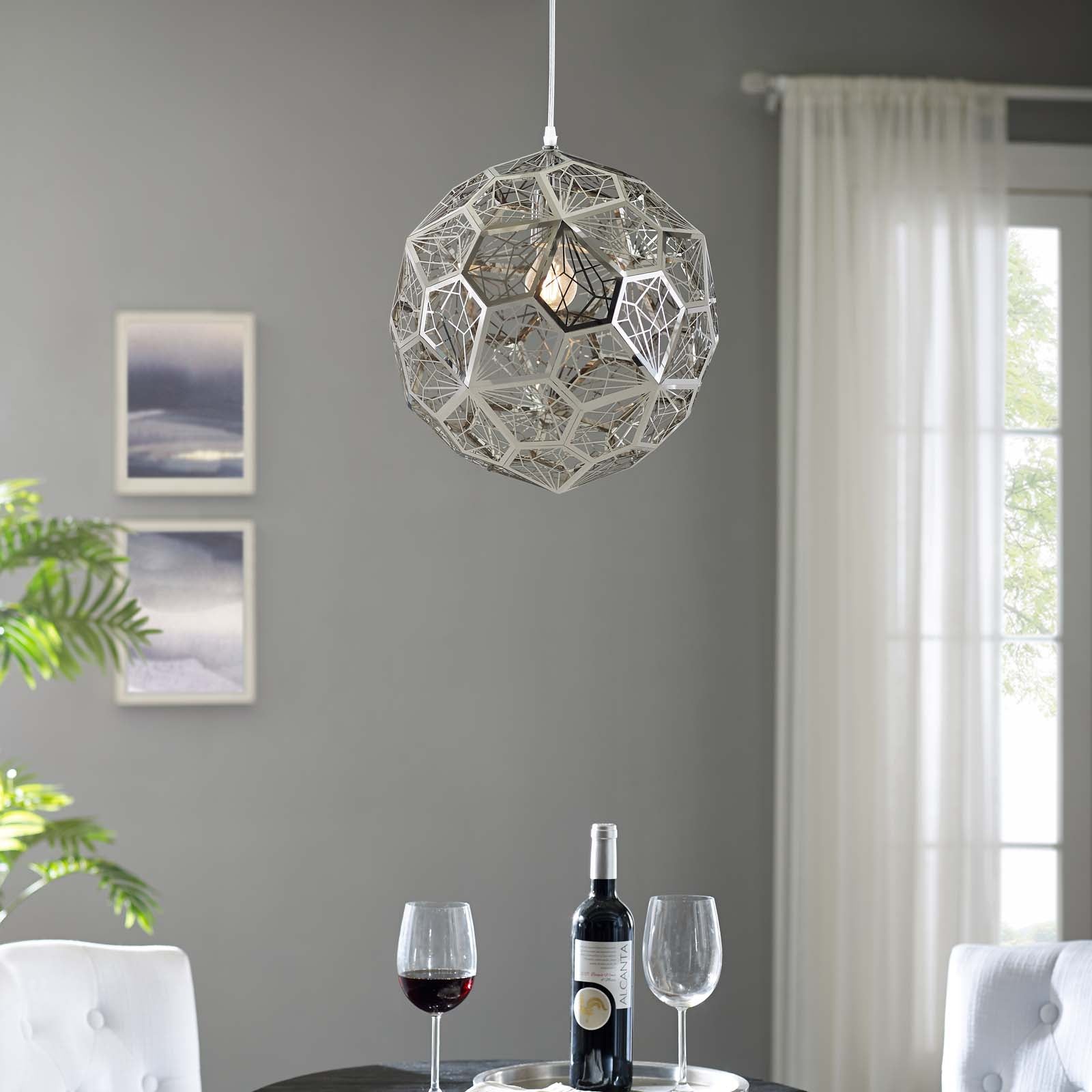 Etch Web Suspension Lamp Polished Steel by Tom Dixon