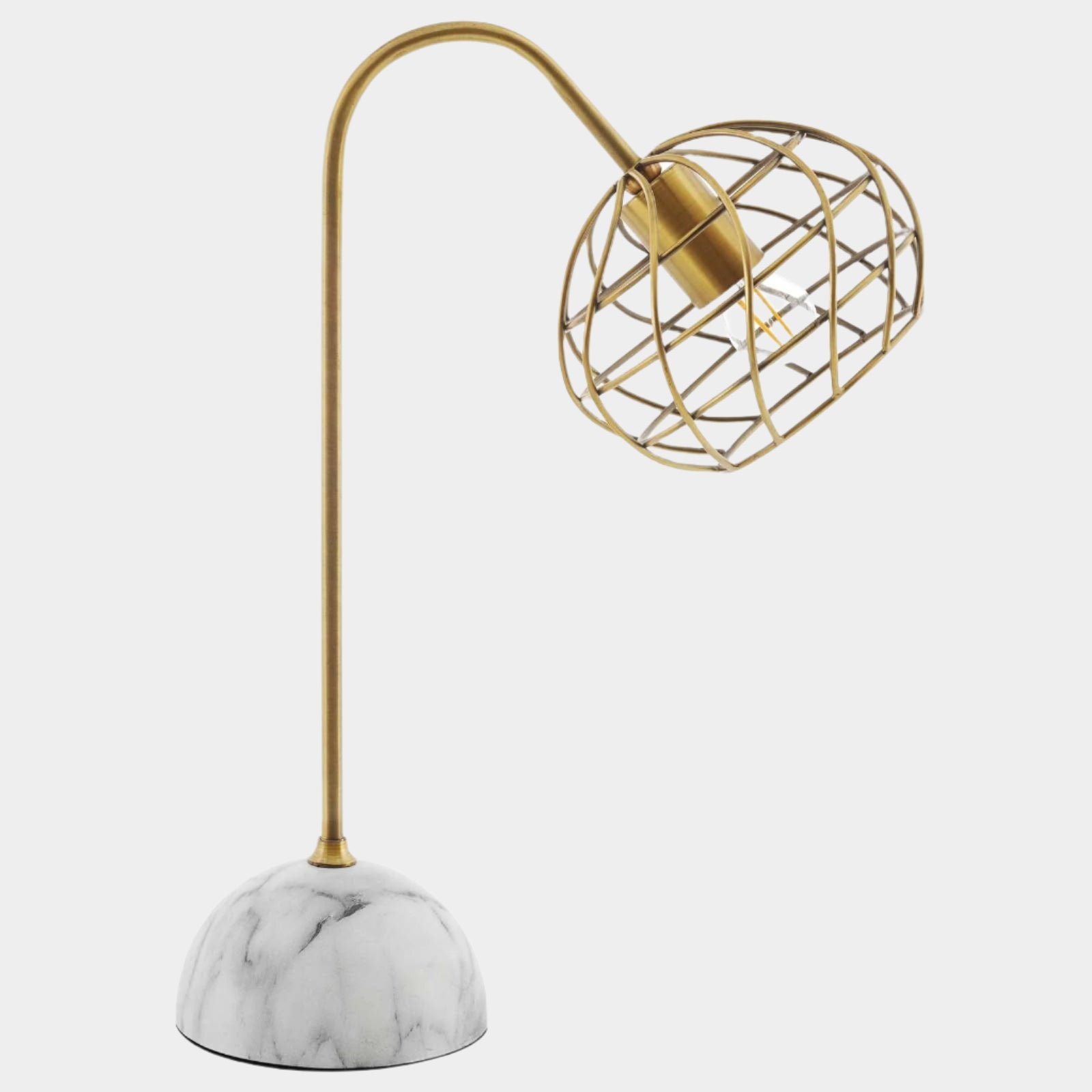 Salient Brass and Faux White Marble Table Lamp