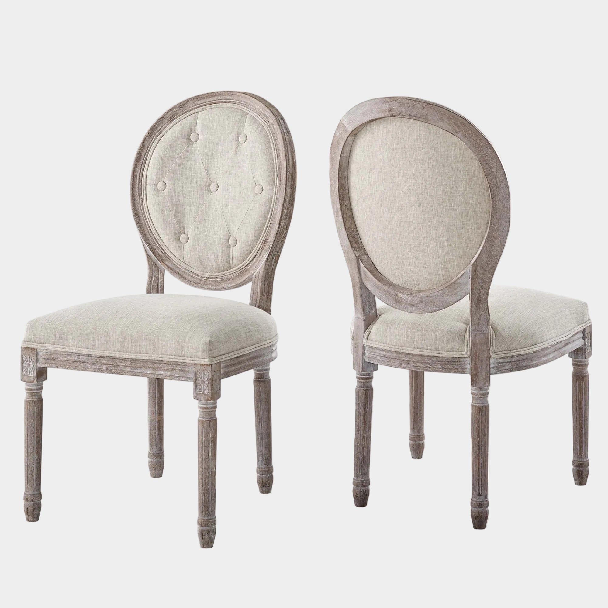 Arise Vintage French Upholstered Fabric Dining Side Chair Set of 2