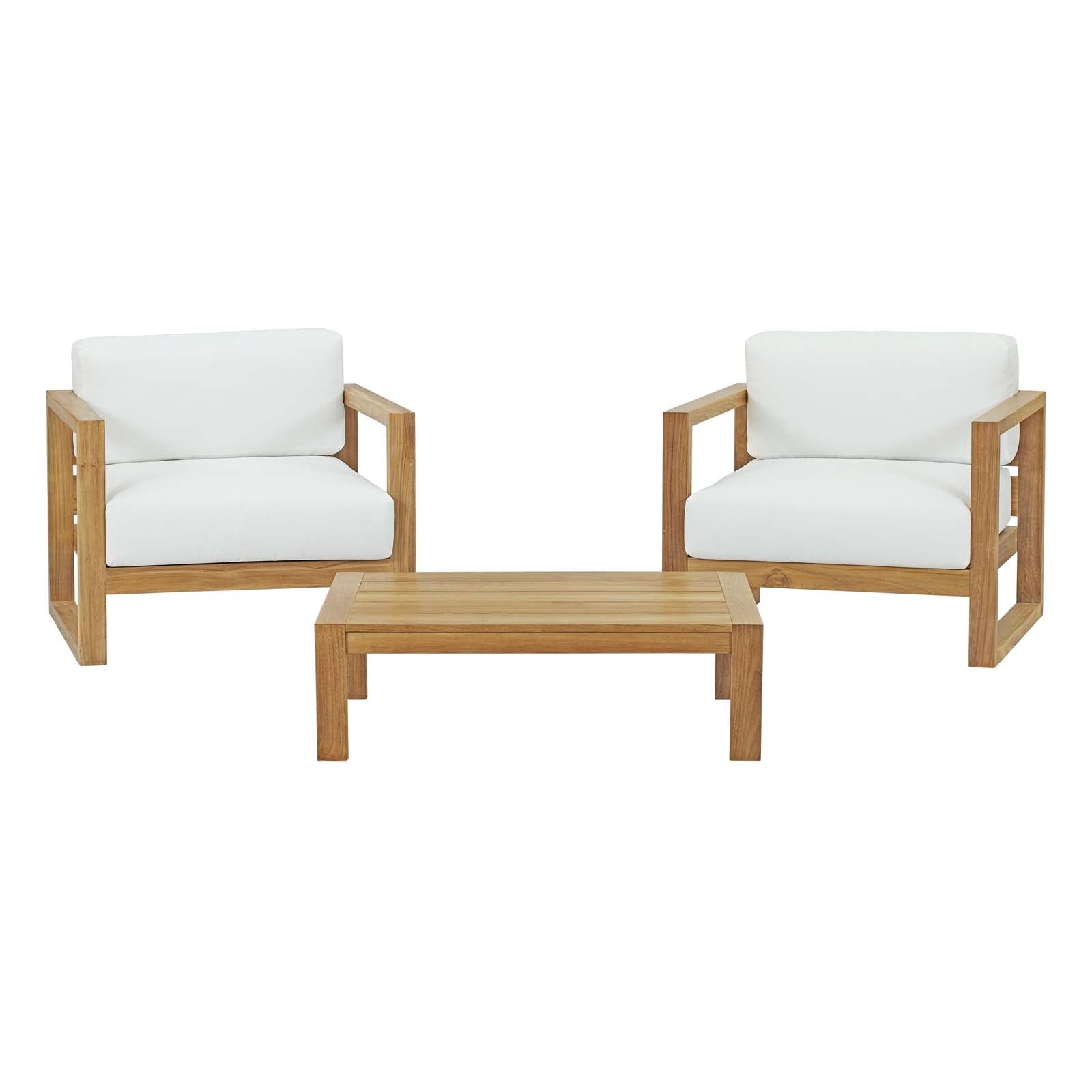 Upland 8 Piece Outdoor Patio Teak Set in Natural White