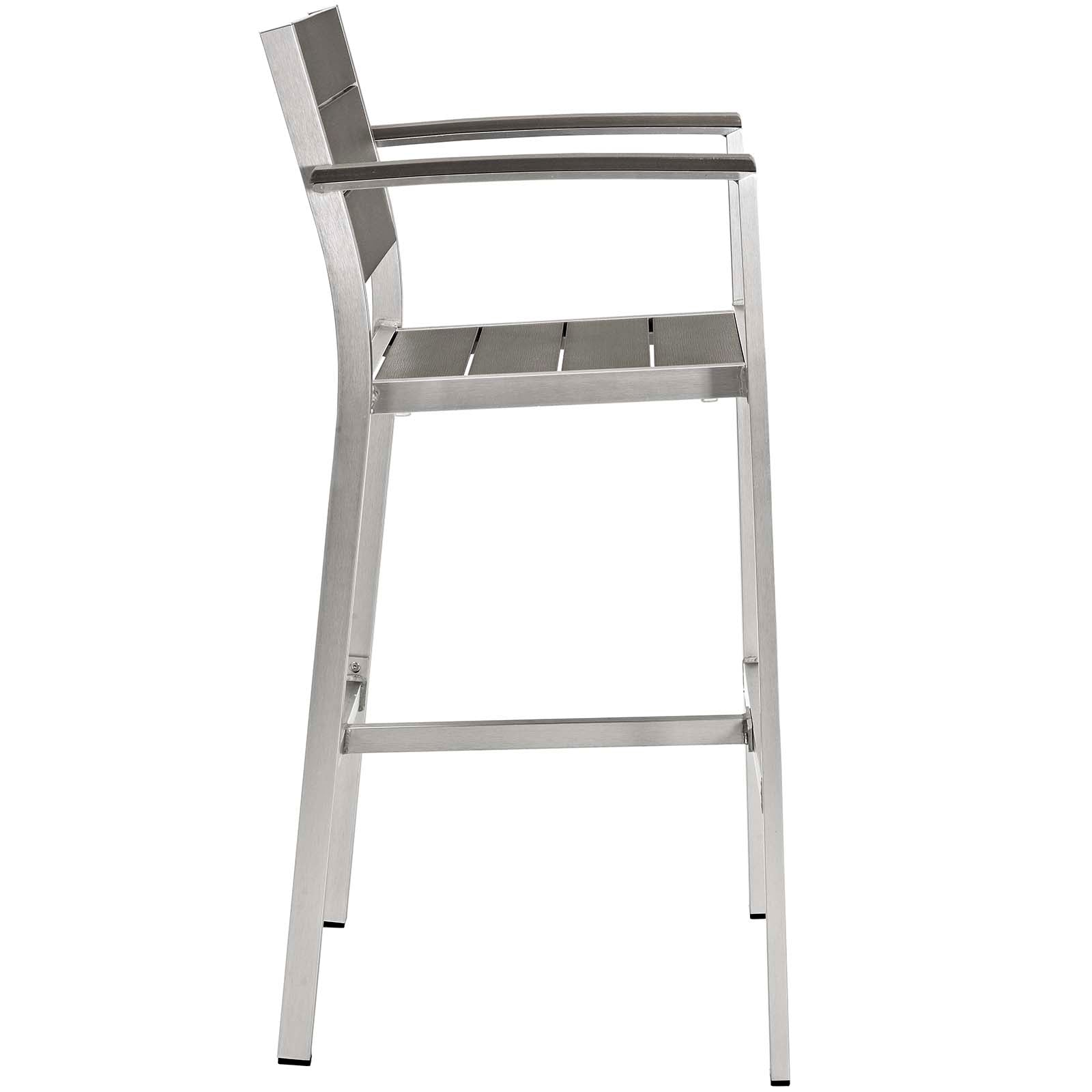 Shore Outdoor Patio Aluminum Bar Stool Set of 2 in Silver Gray