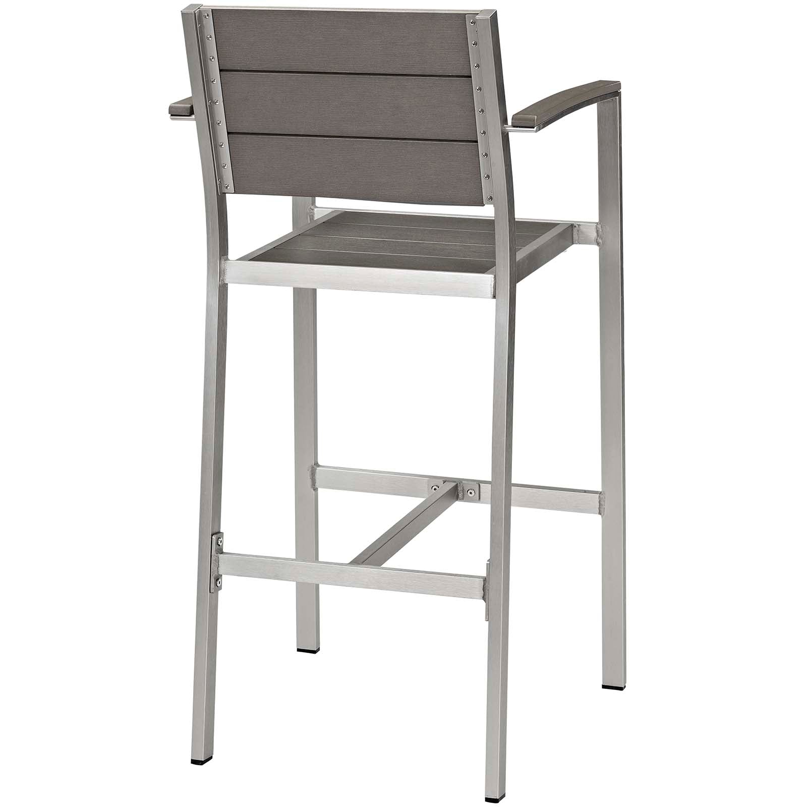 Shore Outdoor Patio Aluminum Bar Stool Set of 2 in Silver Gray