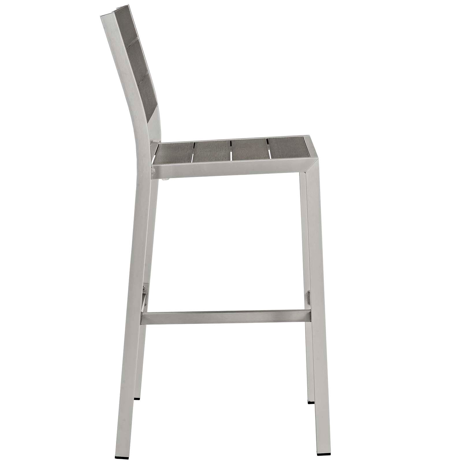 Shore Outdoor Patio Aluminum Armless Bar Stool Set of 2 in Silver Gray