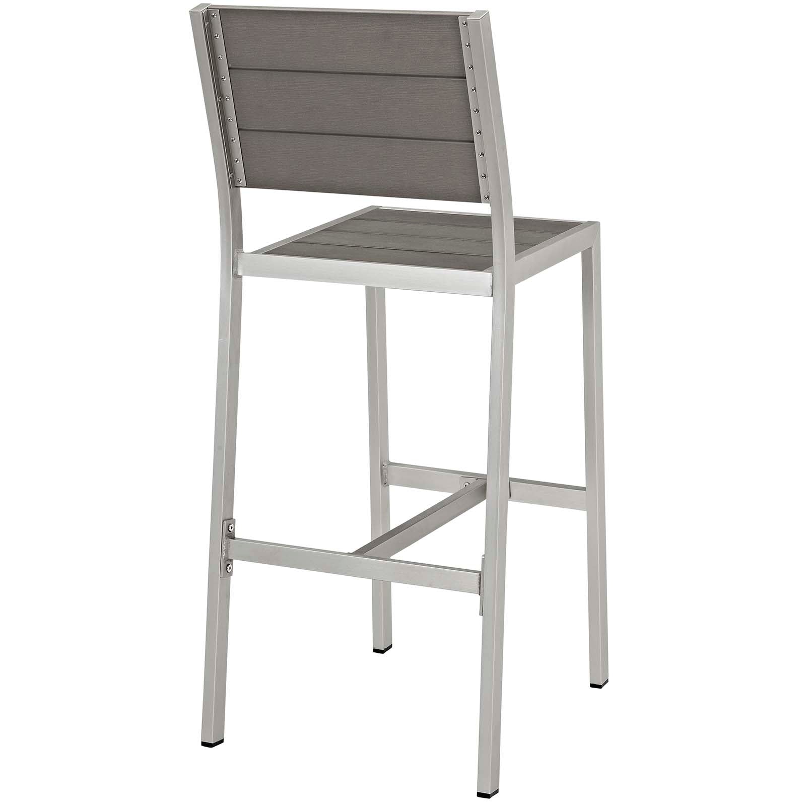 Shore Outdoor Patio Aluminum Armless Bar Stool Set of 2 in Silver Gray