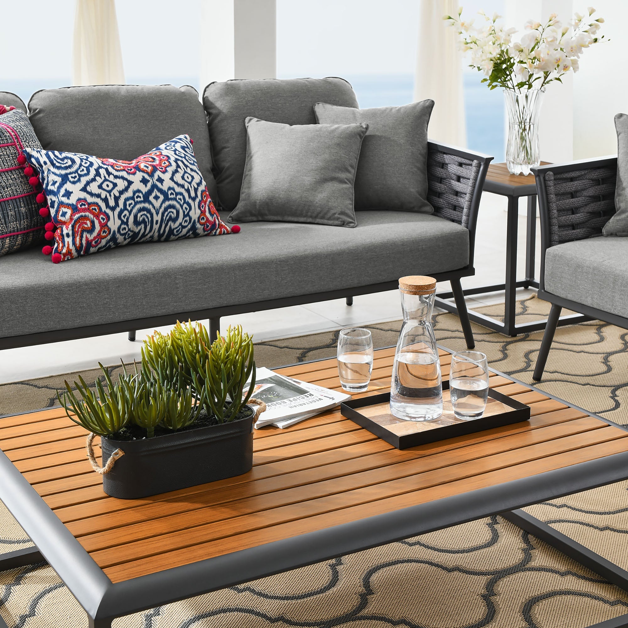 Stance 6 Piece Outdoor Patio Aluminum Sectional Sofa