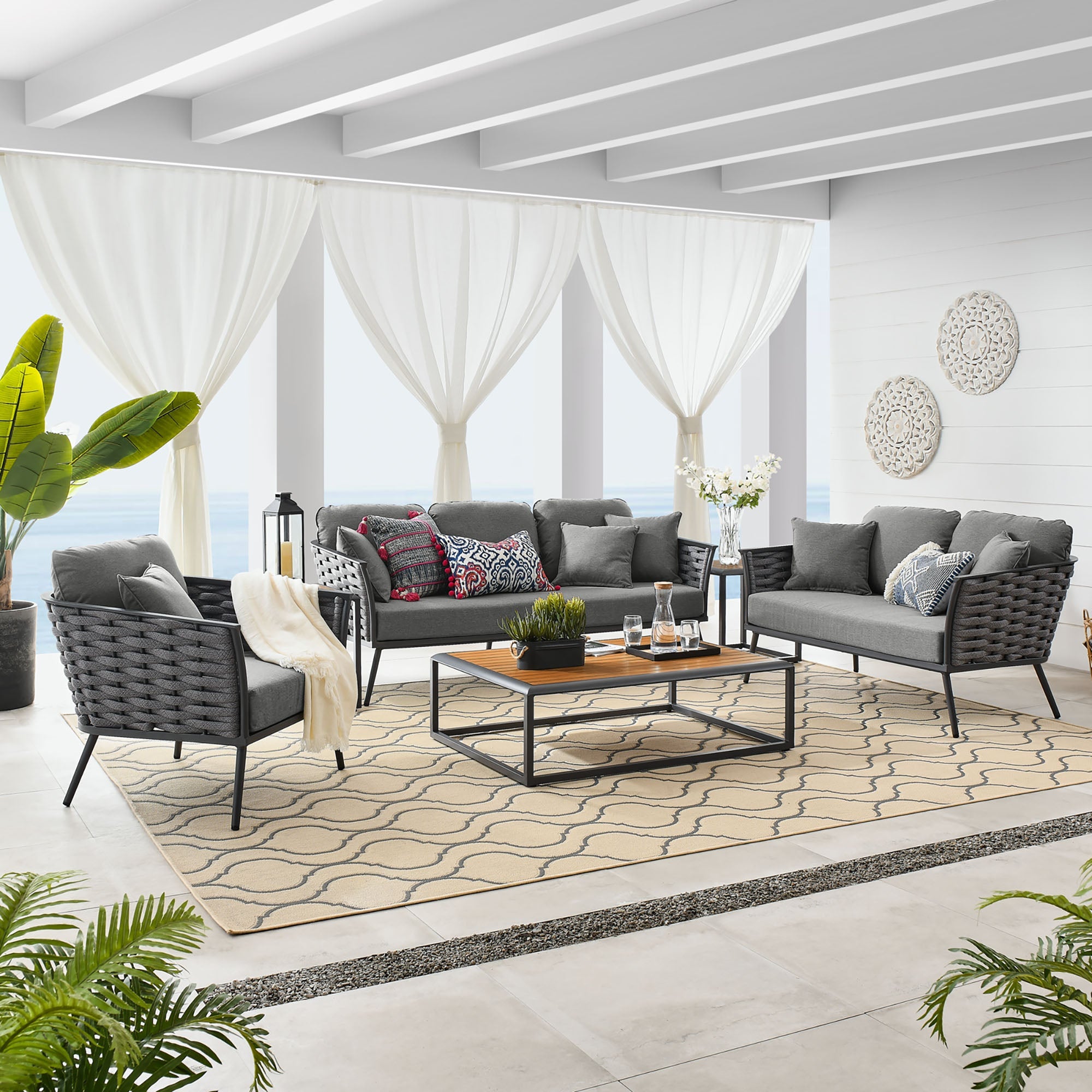 Stance 6 Piece Outdoor Patio Aluminum Sectional Sofa