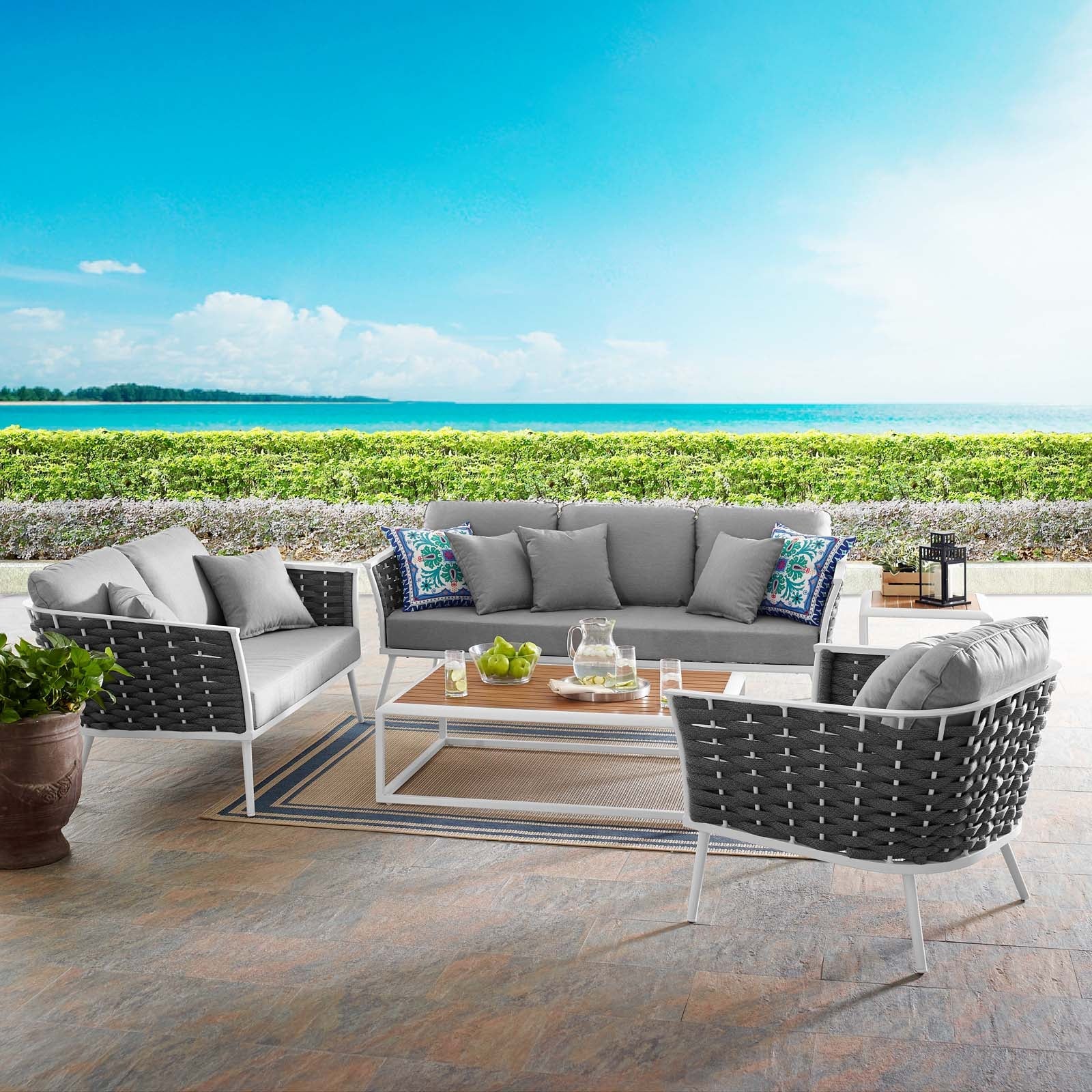 Stance 6 Piece Outdoor Patio Aluminum Sectional Sofa