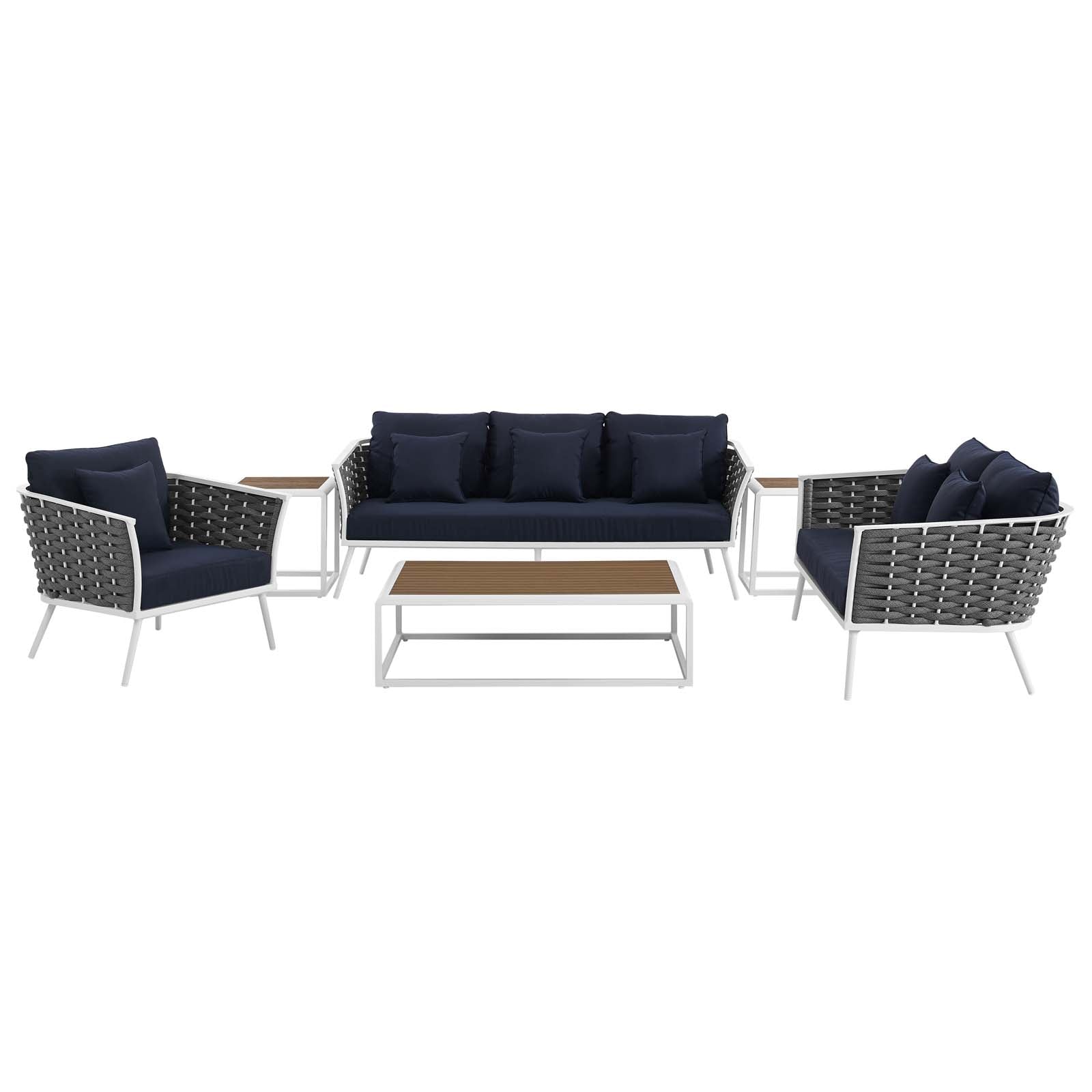 Stance 6 Piece Outdoor Patio Aluminum Sectional Sofa