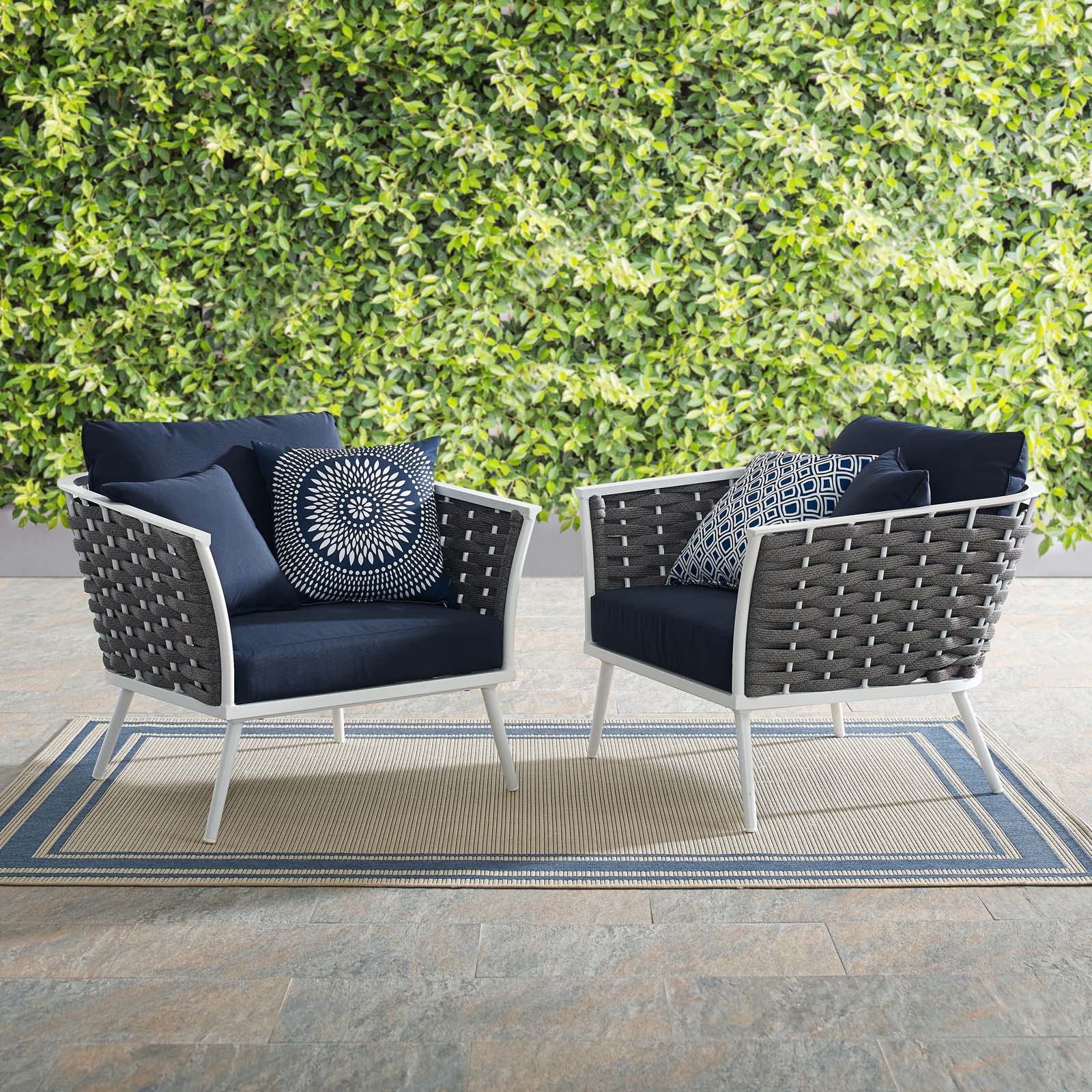 Stance Outdoor Patio Aluminum Armchair Set of 2