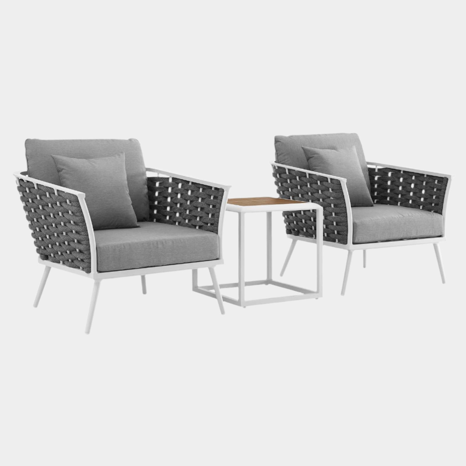 Stance 3 Piece Outdoor Patio Aluminum Sectional Sofa Set