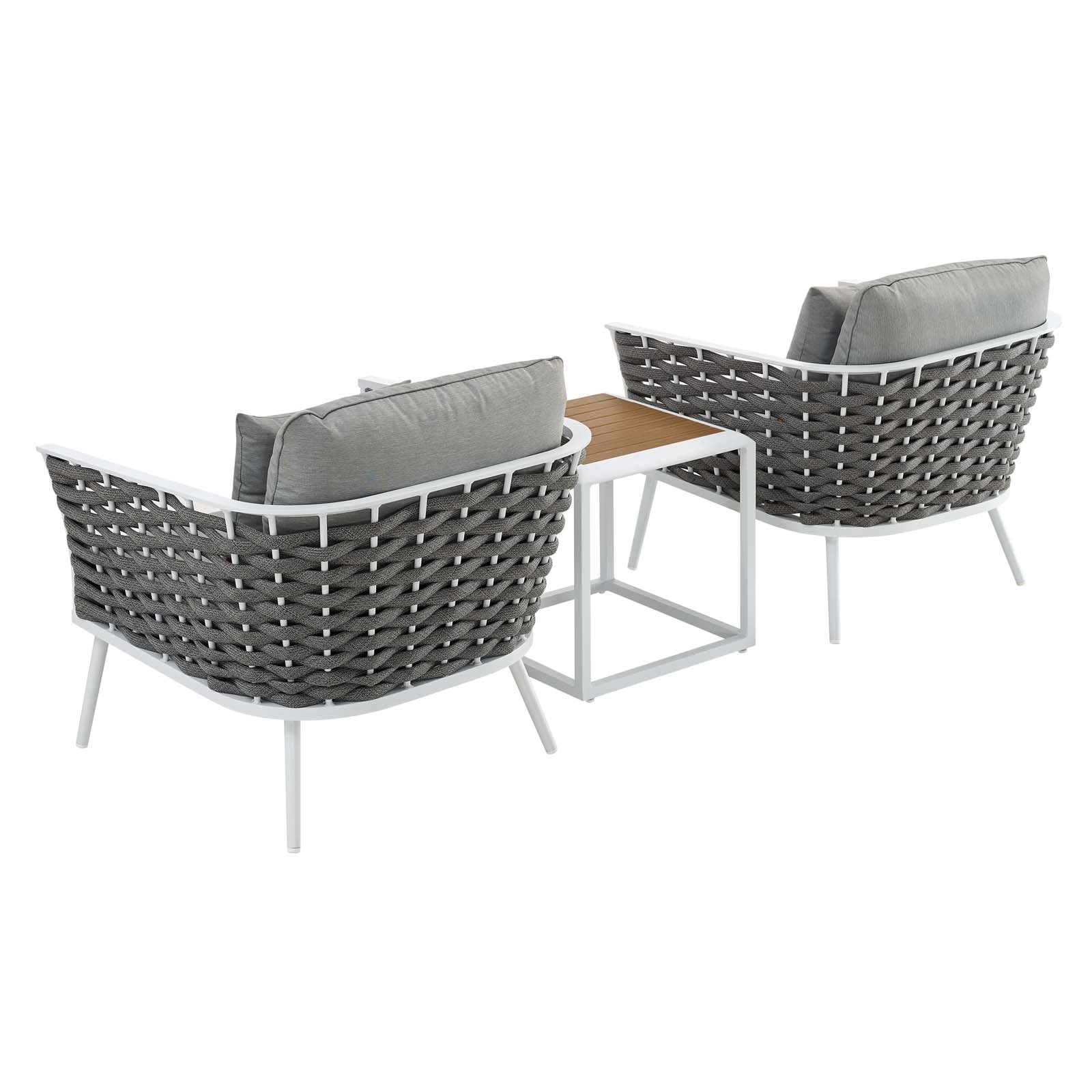 Stance 3 Piece Outdoor Patio Aluminum Sectional Sofa Set