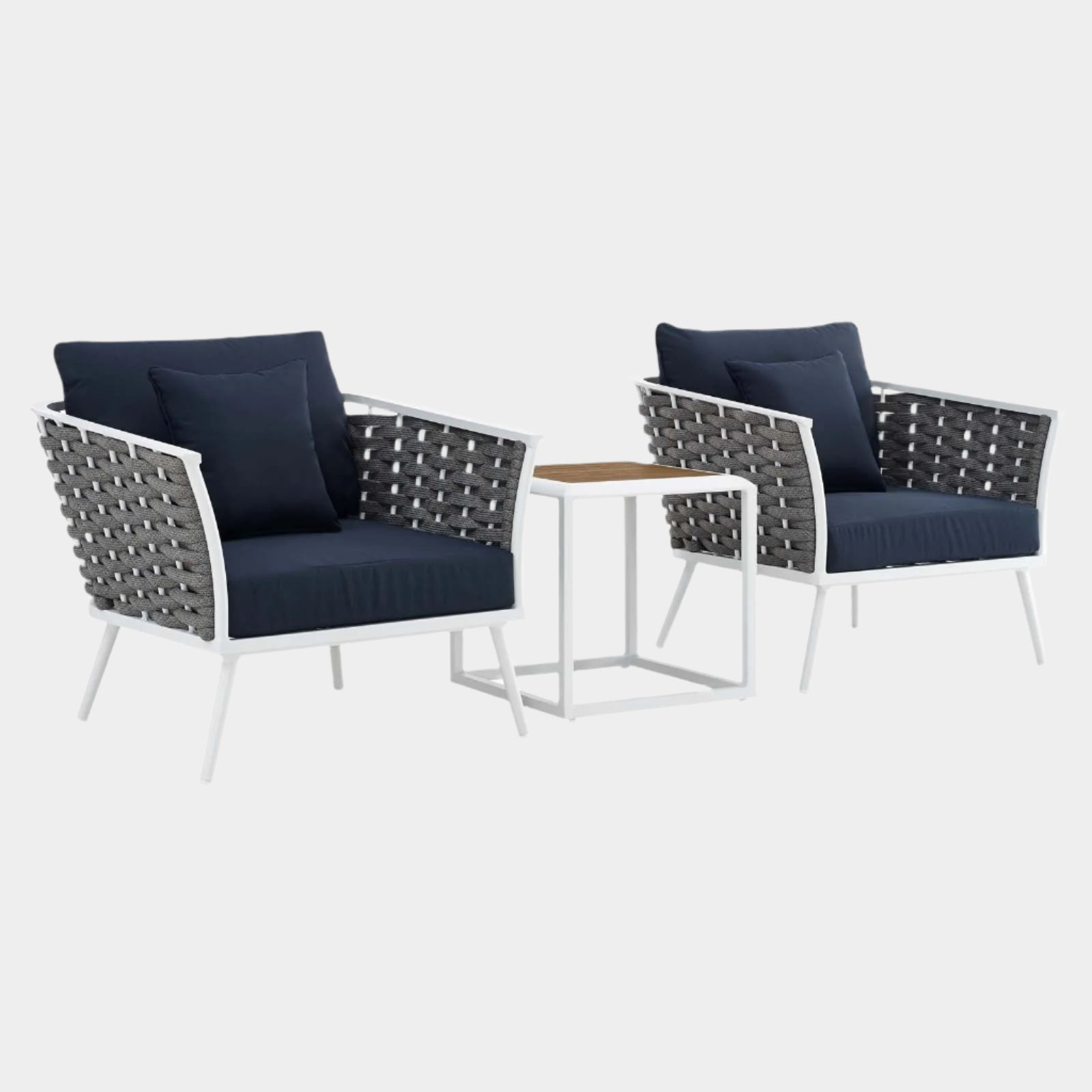 Stance 3 Piece Outdoor Patio Aluminum Sectional Sofa Set