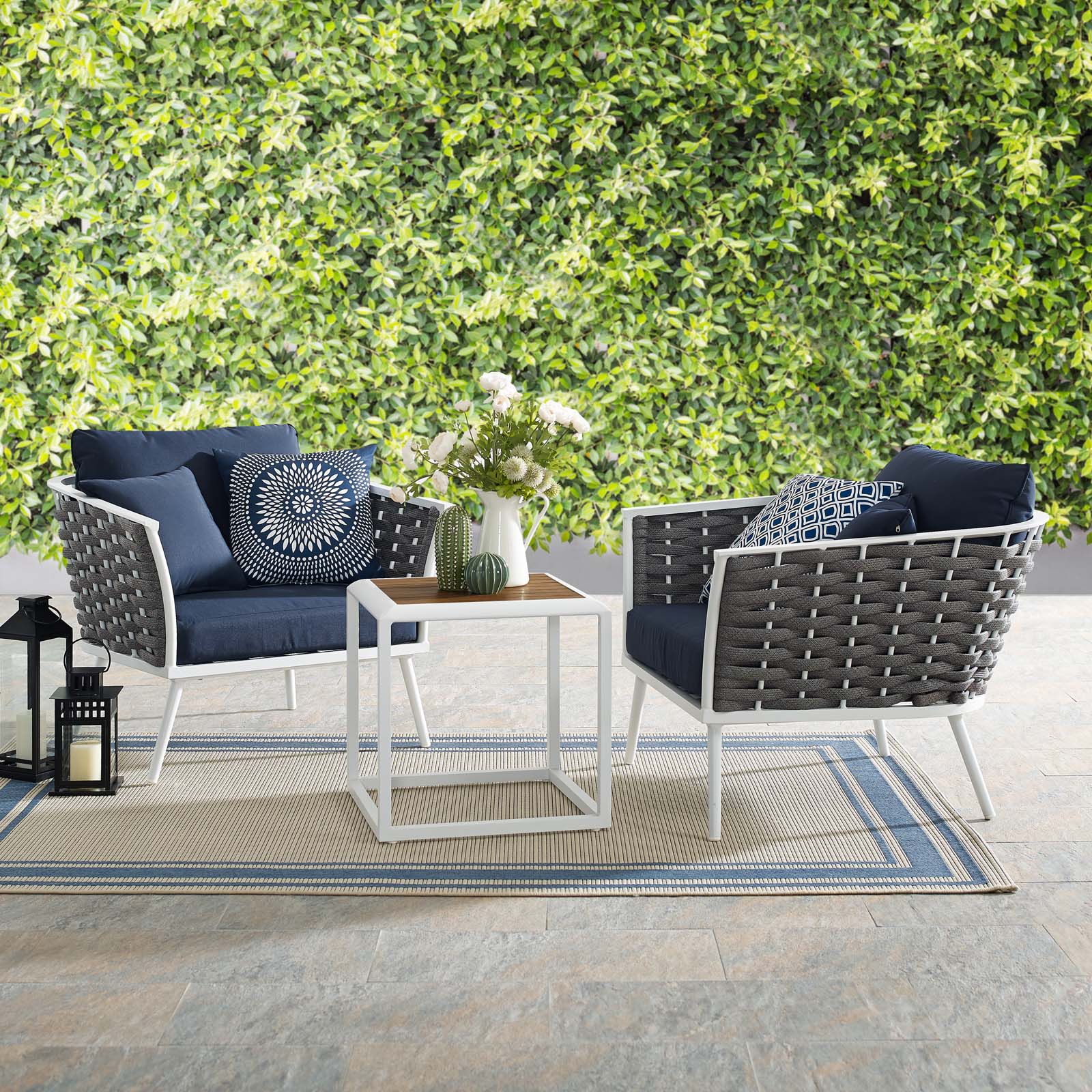 Stance 3 Piece Outdoor Patio Aluminum Sectional Sofa Set