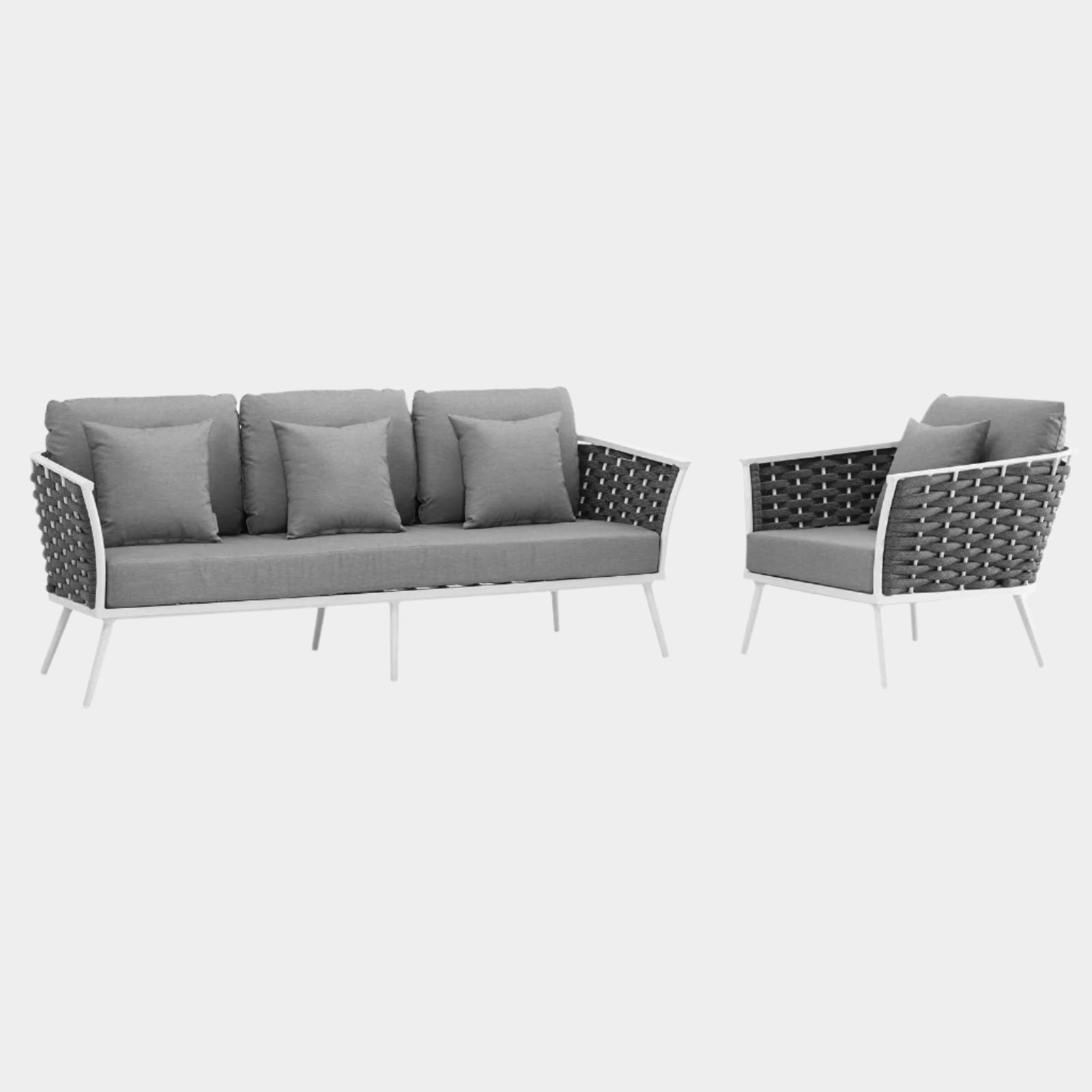 Stance 2 Piece Outdoor Patio Aluminum Sectional Sofa Set