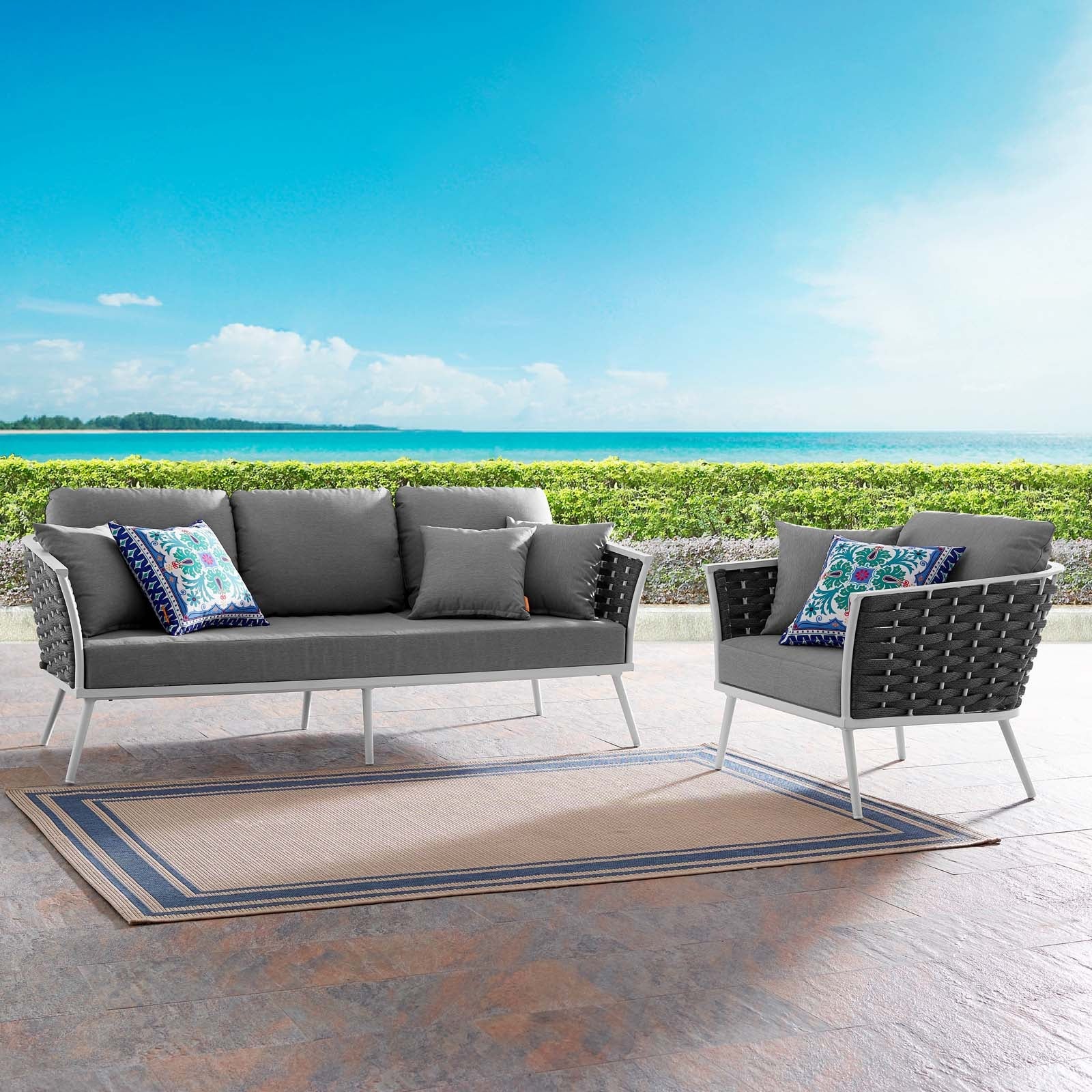 Stance 2 Piece Outdoor Patio Aluminum Sectional Sofa Set