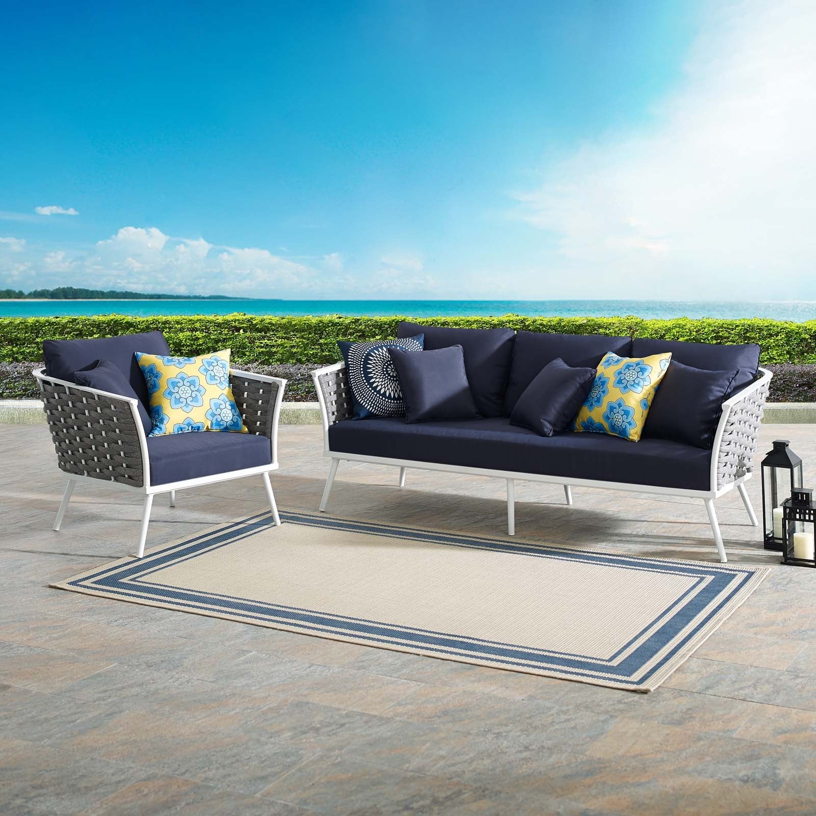 Stance 2 Piece Outdoor Patio Aluminum Sectional Sofa Set