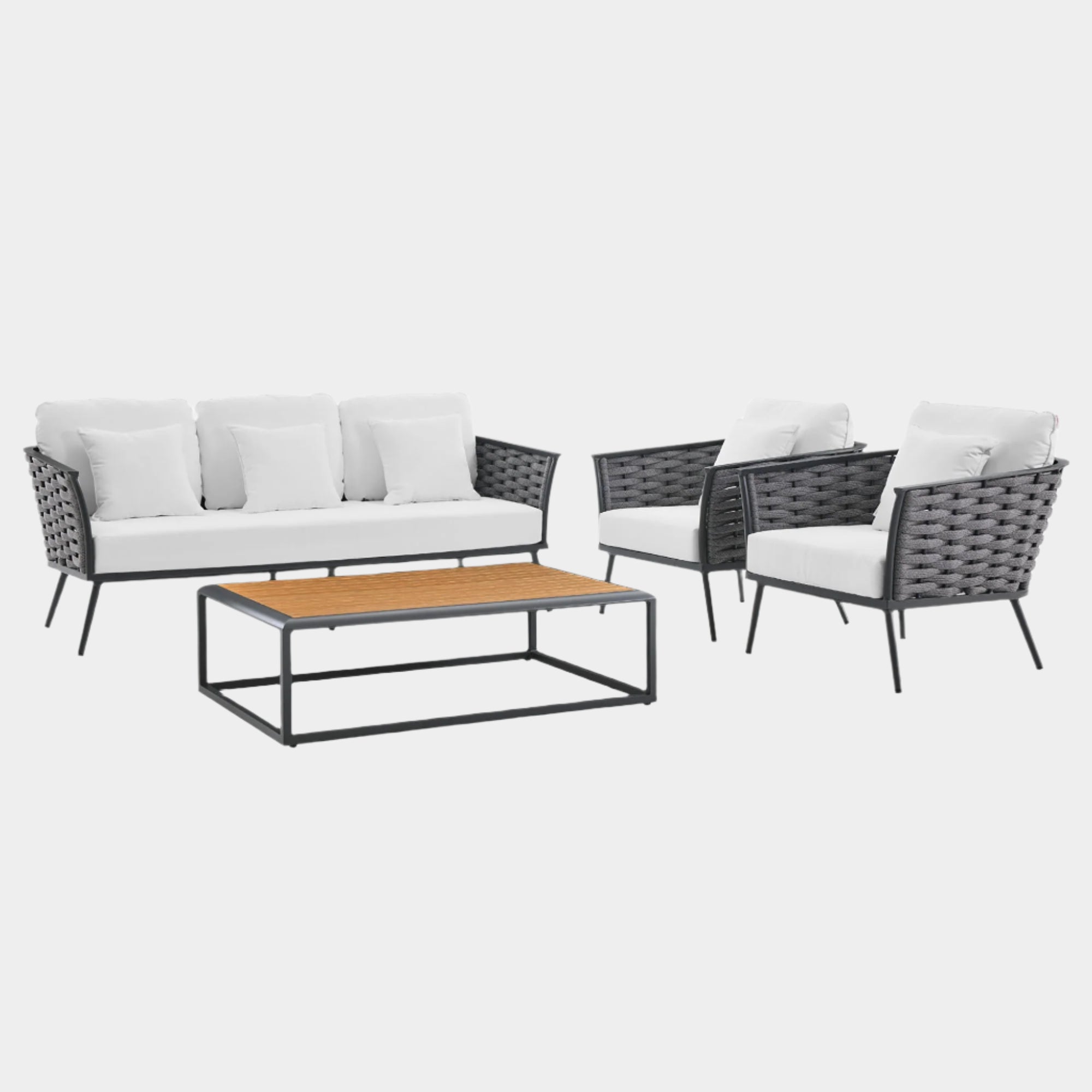 Stance 4 Piece Outdoor Patio Aluminum Sectional Sofa Set