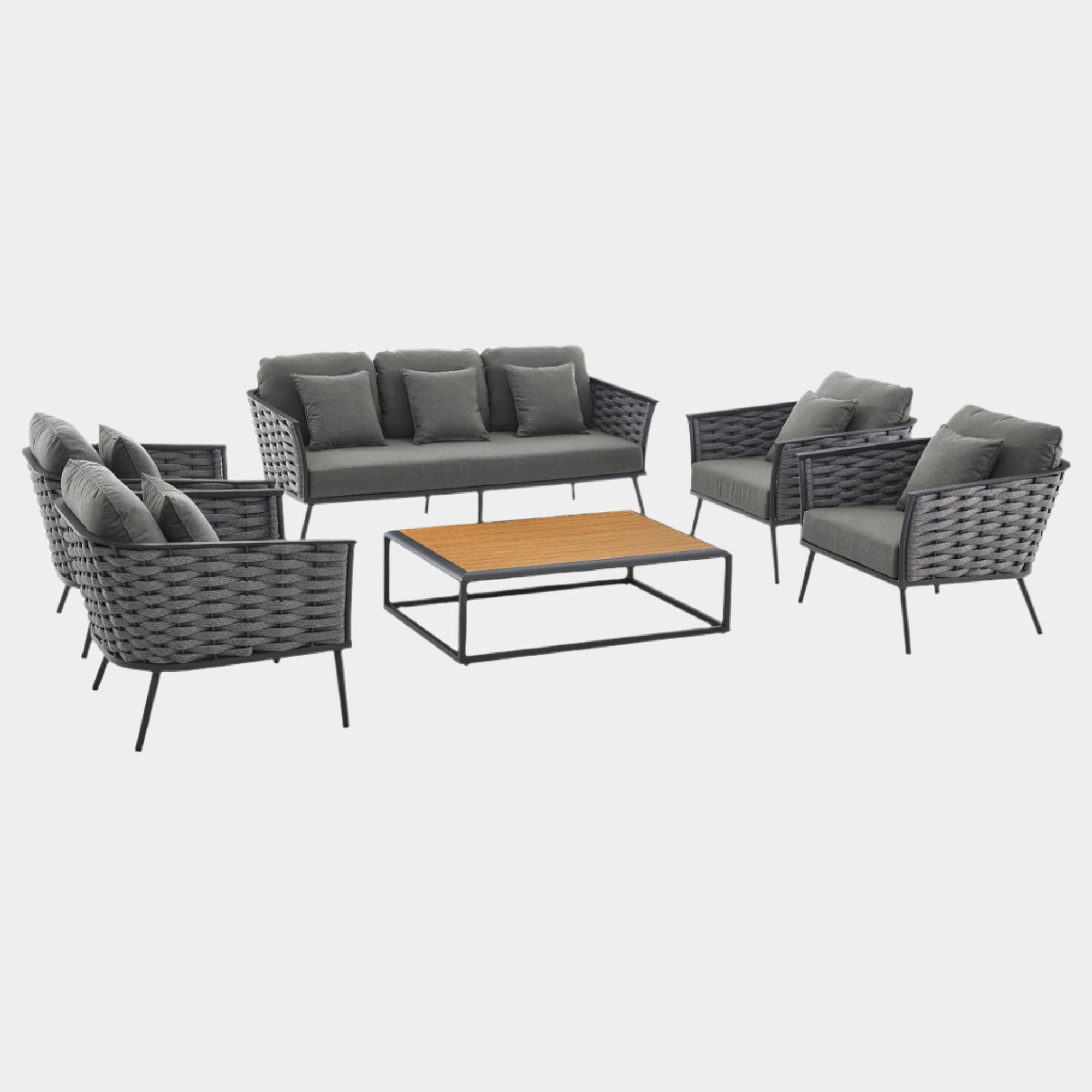 Stance 6 Piece Outdoor Patio Aluminum Sectional Sofa Set