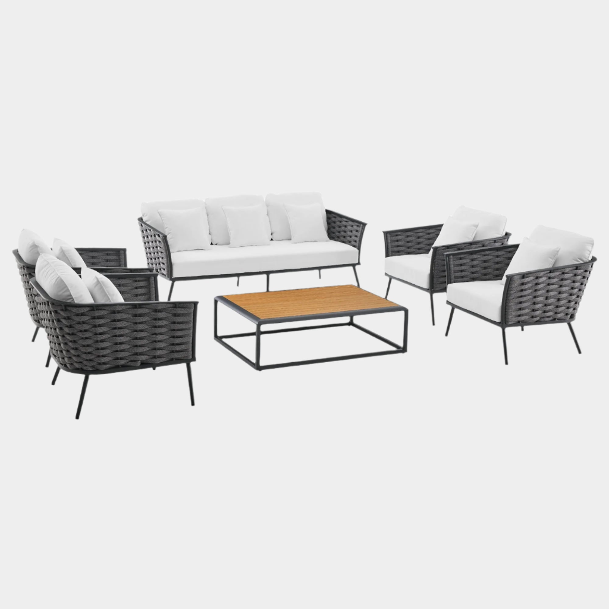 Stance 6 Piece Outdoor Patio Aluminum Sectional Sofa Set