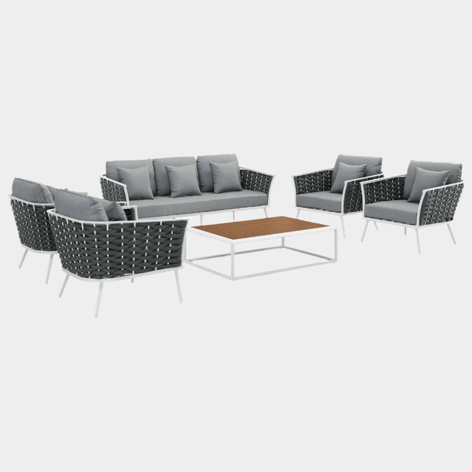 Stance 6 Piece Outdoor Patio Aluminum Sectional Sofa Set