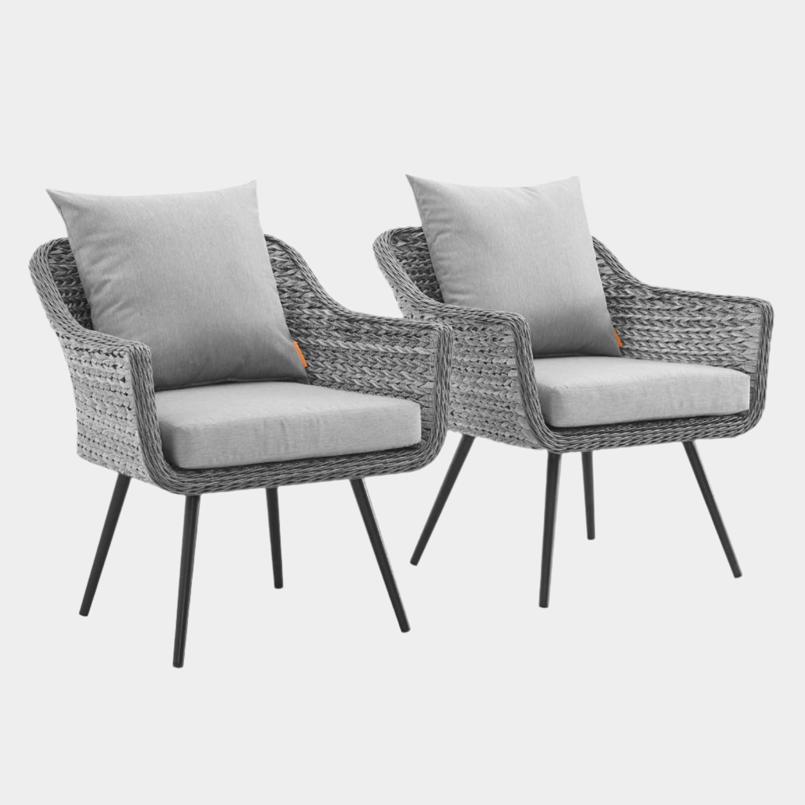 Endeavor Outdoor Patio Wicker Rattan Armchair Set of 2 in Gray Gray