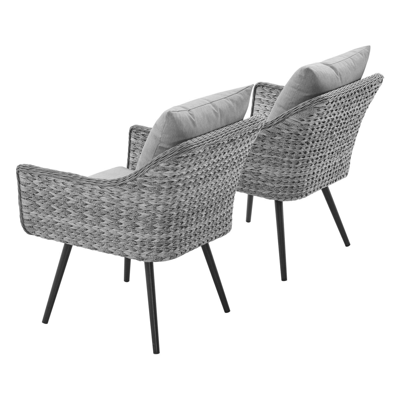 Endeavor Outdoor Patio Wicker Rattan Armchair Set of 2 in Gray Gray