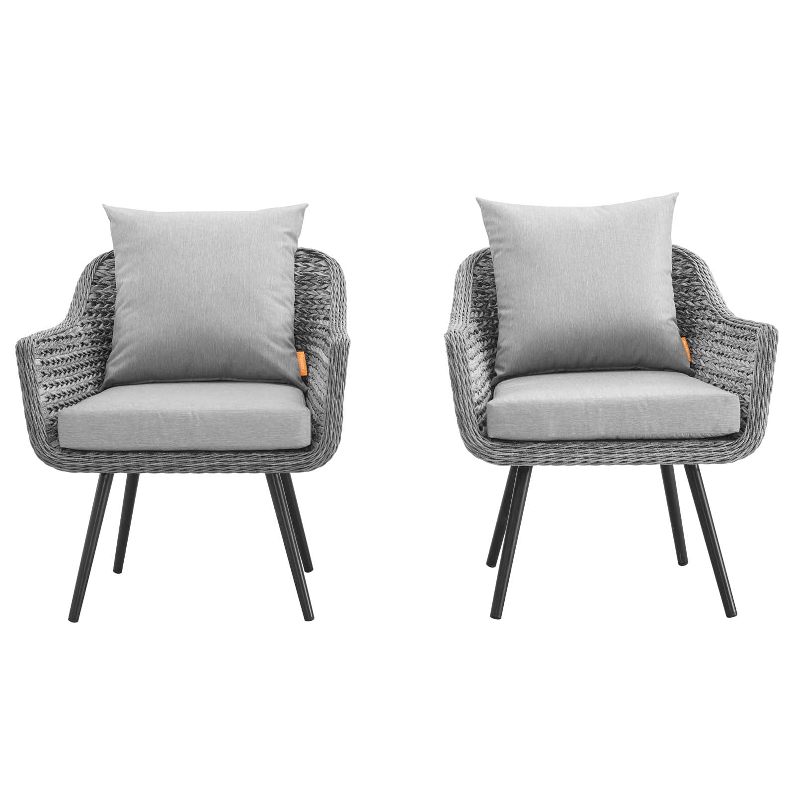 Endeavor Outdoor Patio Wicker Rattan Armchair Set of 2 in Gray Gray