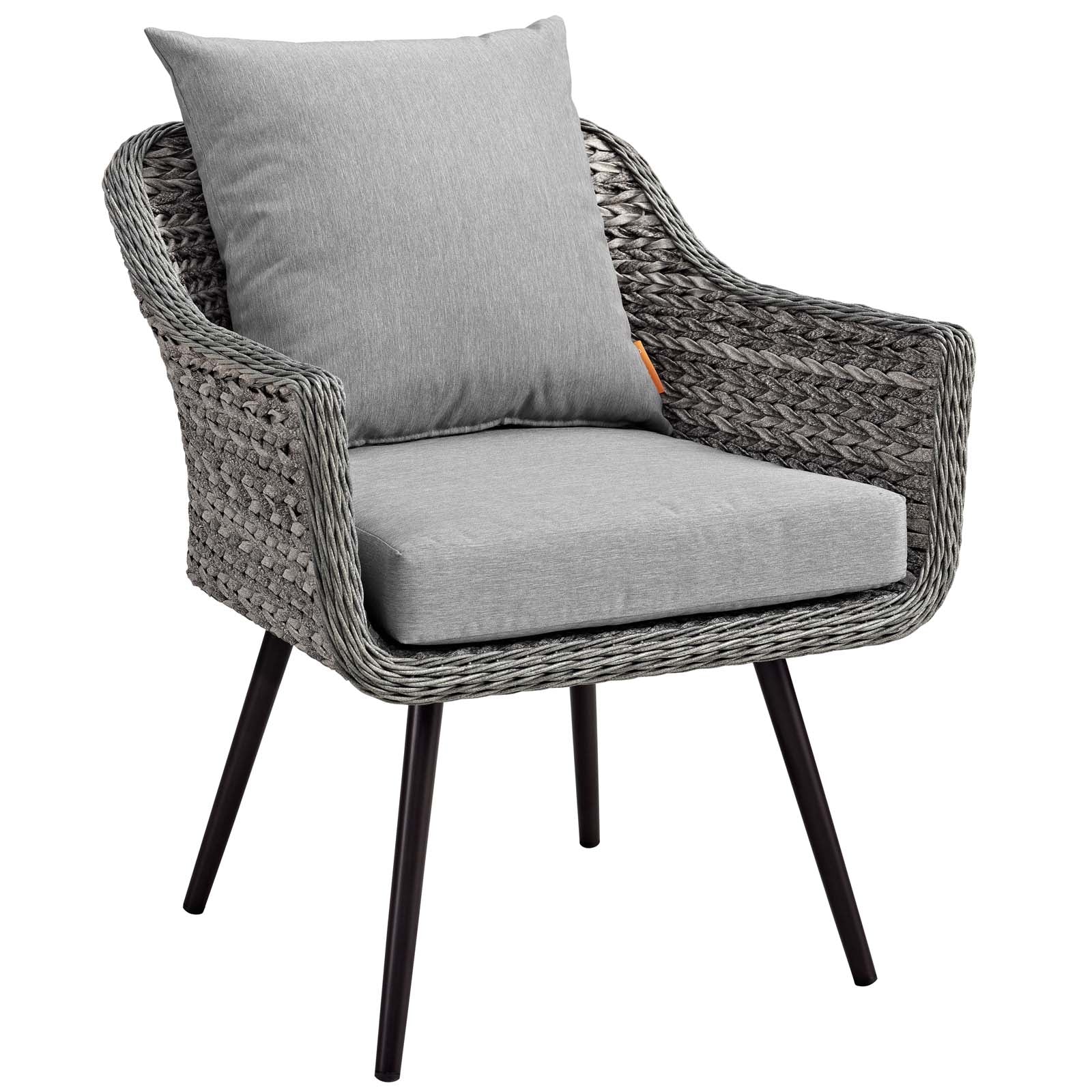 Endeavor Outdoor Patio Wicker Rattan Armchair Set of 2 in Gray Gray