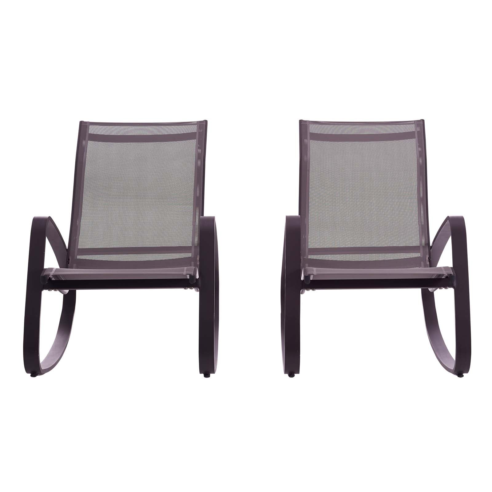 Traveler Outdoor Patio Mesh Sling Rocking Lounge Chair Set