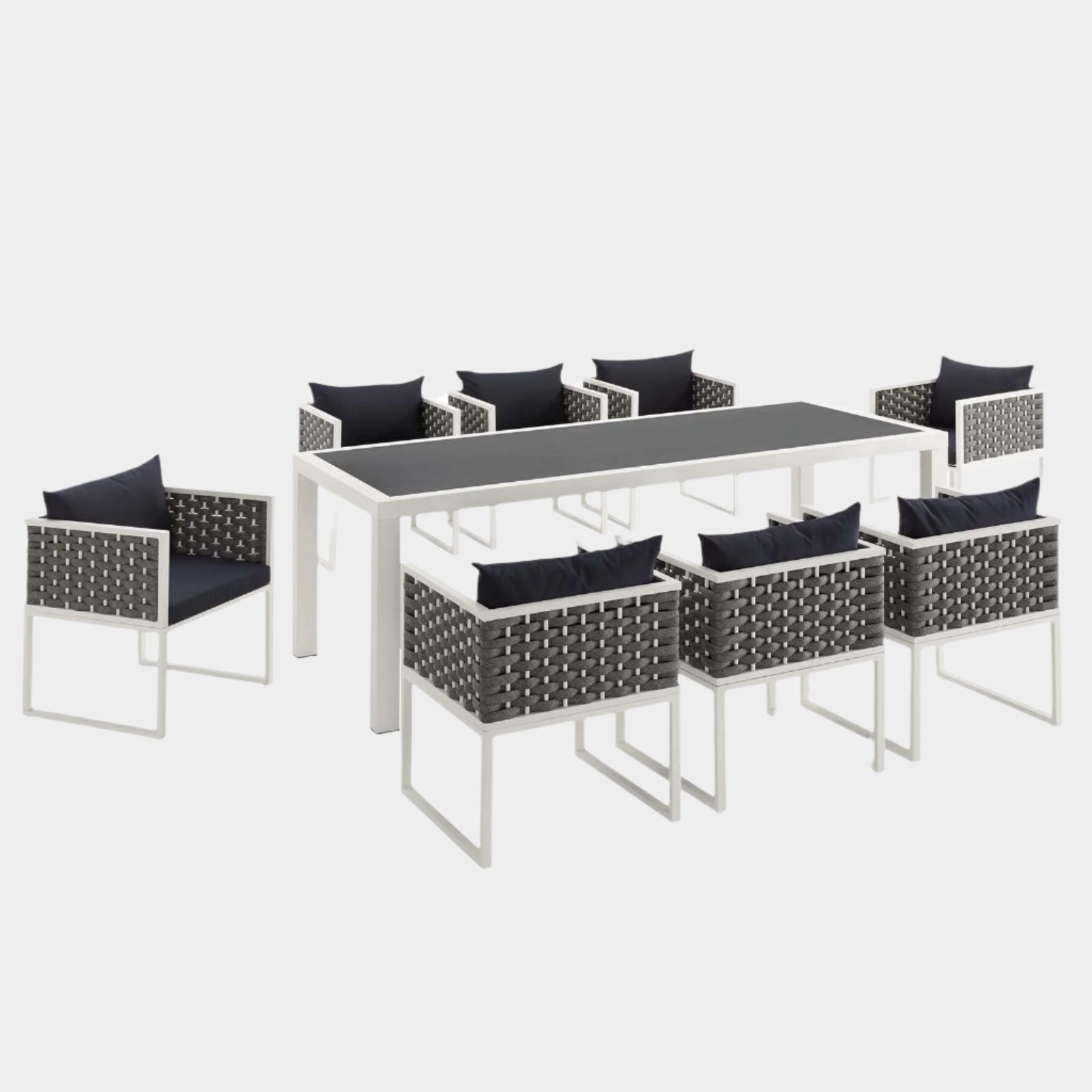 Stance 9 Piece Outdoor Patio Aluminum Dining Set