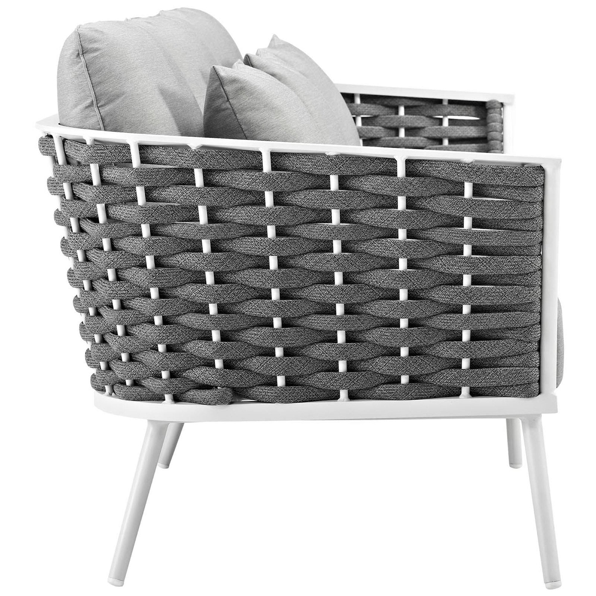 Stance 5 Piece Outdoor Aluminum Sectional Sofa Set in White Gray